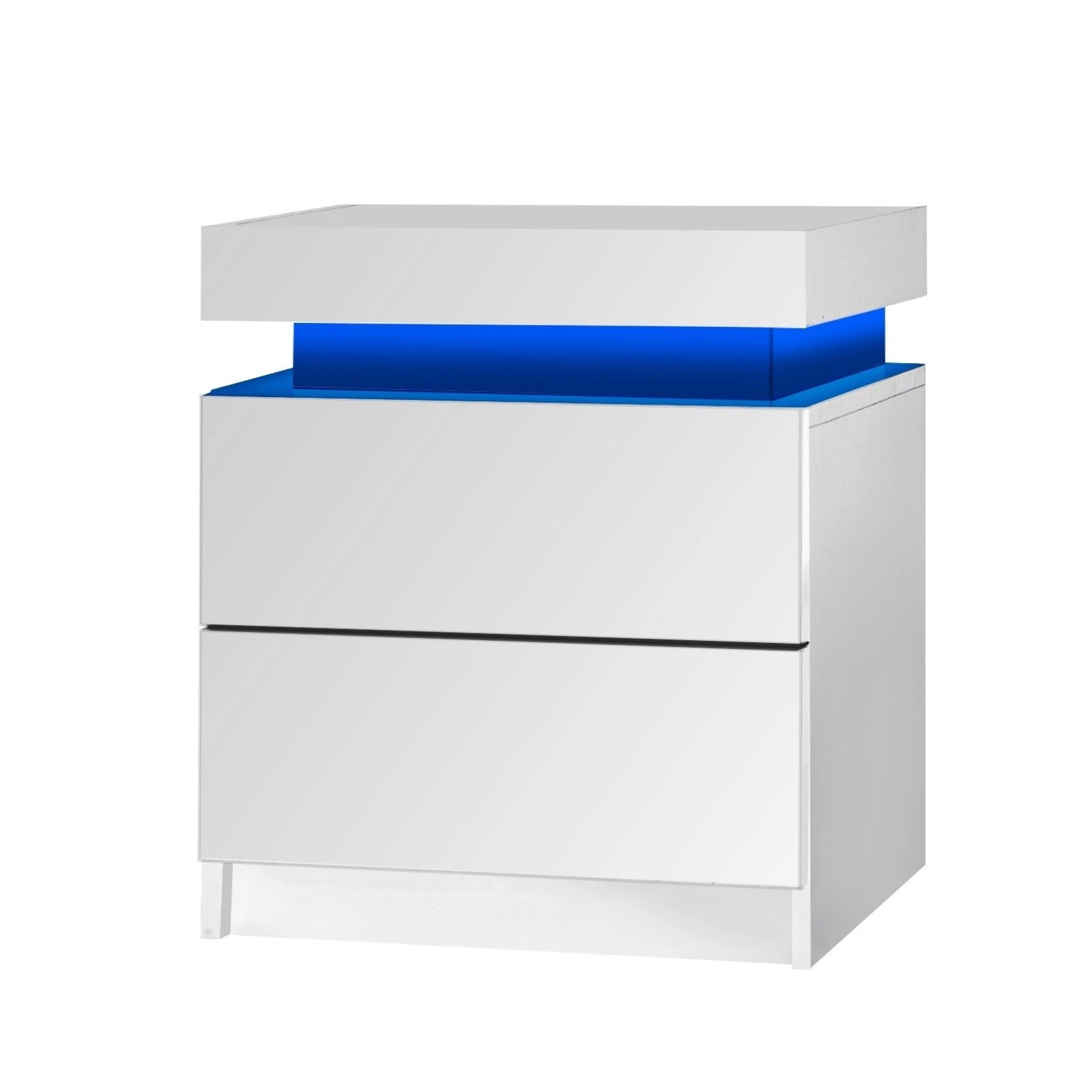 1 Oikiture Bedside Table Rgb Led Nightstand Cabinet 2 Drawers
 - White, 1 of 8