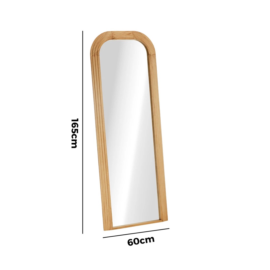 2 Oikiture Full Length Arch Mirror 165x60cm Wood Top Round Corner Bedroom - Natural, 2 of 10