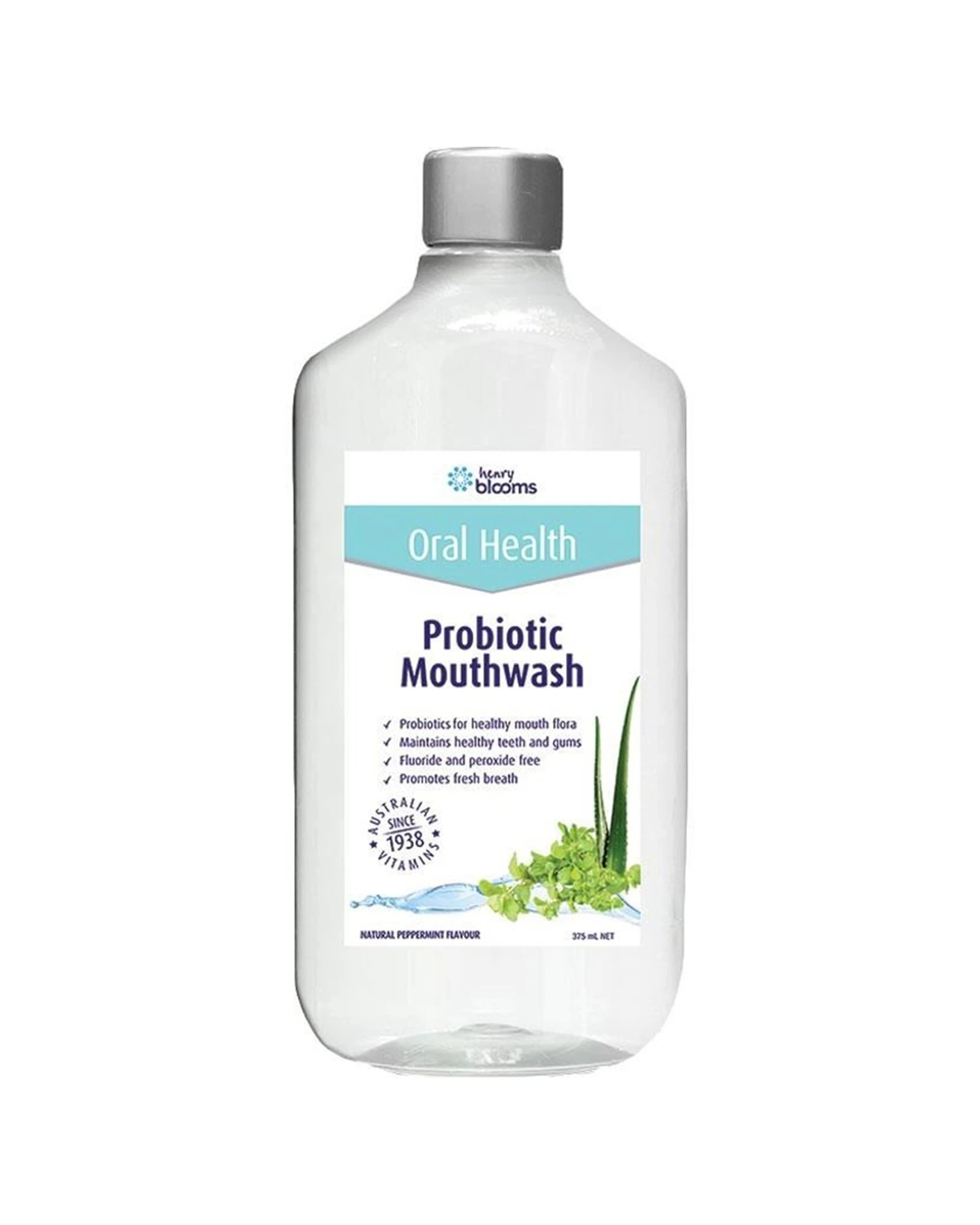 1 Henry Blooms Probiotic Mouthwash Peppermint 375ml, 1 of 1