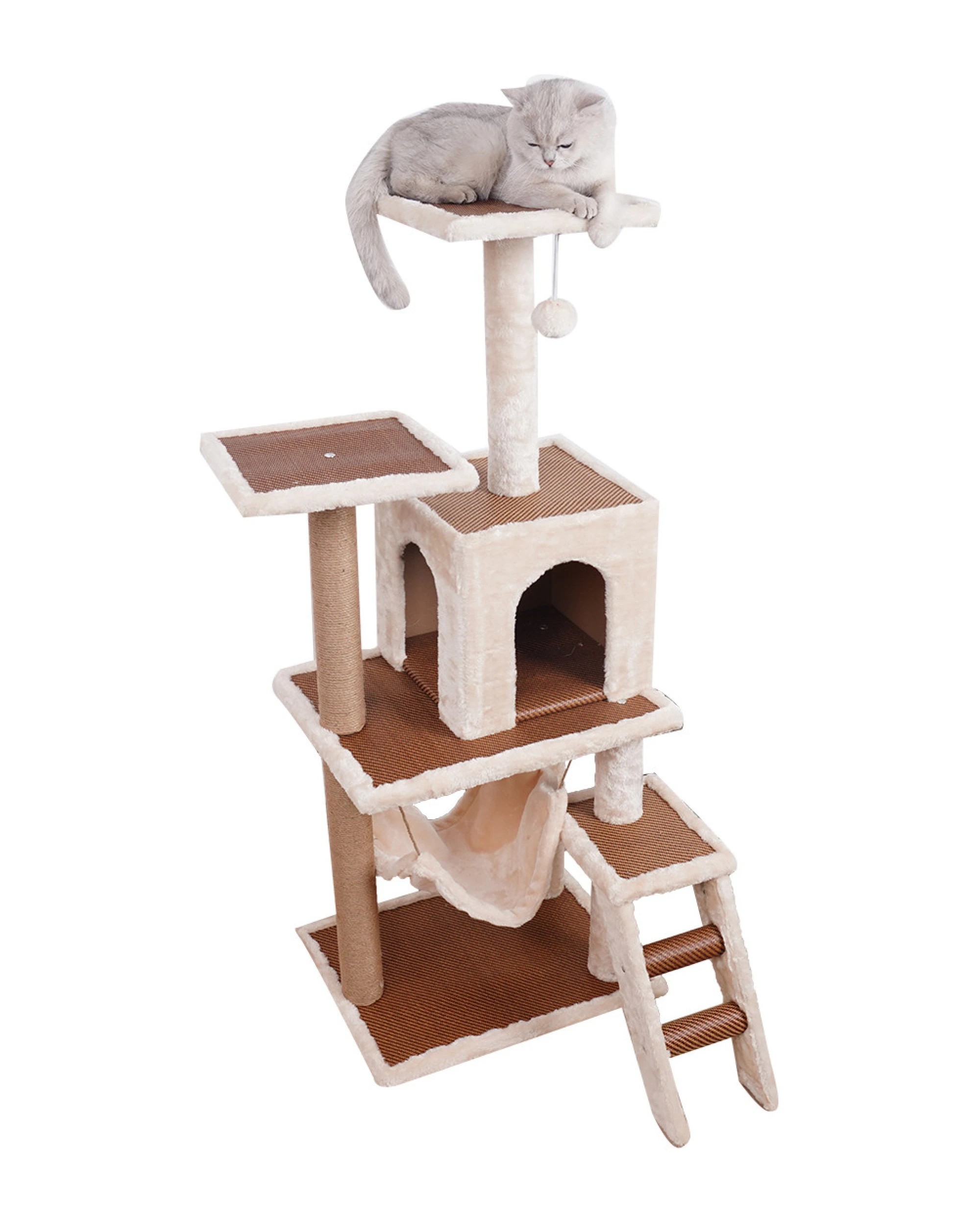 2 Furtastic 125cm Cat Tree Scratching Post - Beige, 2 of 7