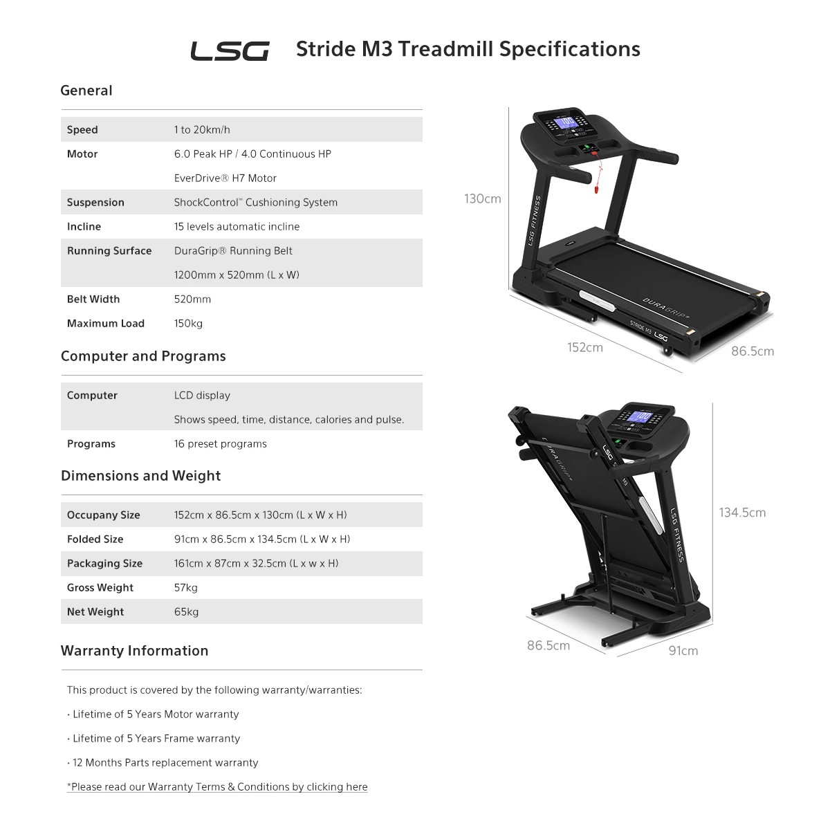 10 LSG Stride M3 Treadmill - Black, 10 of 10