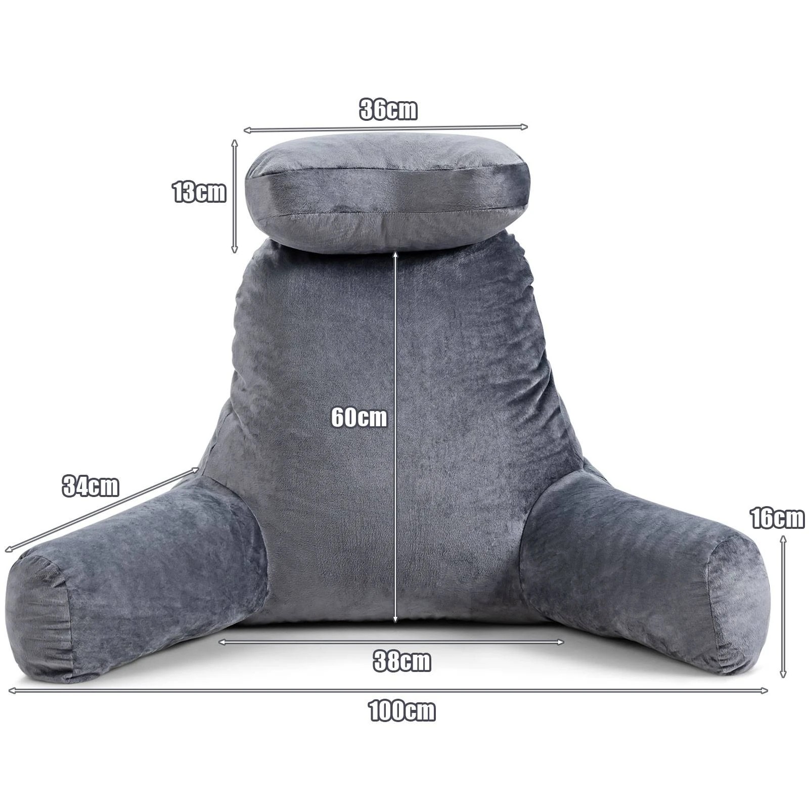 2 Costway Detachable Bed Reading Pillow Soft Back Rest w/Neck Support Arm Seat Cushion Lounger, 2 of 2
