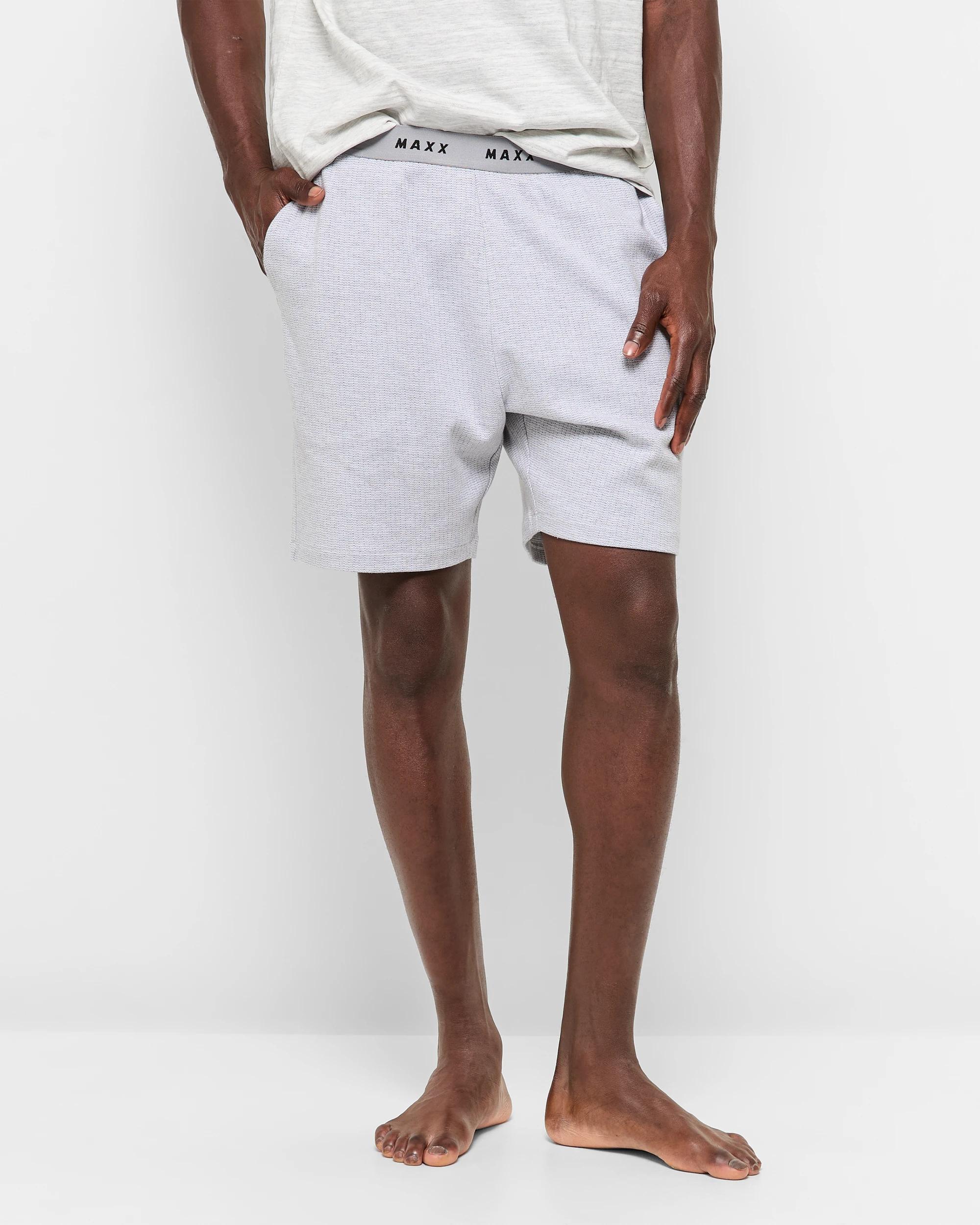 1 Australian Cotton Blend Men's Sleep Jersey Shorts - Maxx GREY MARLE, 1 of 5