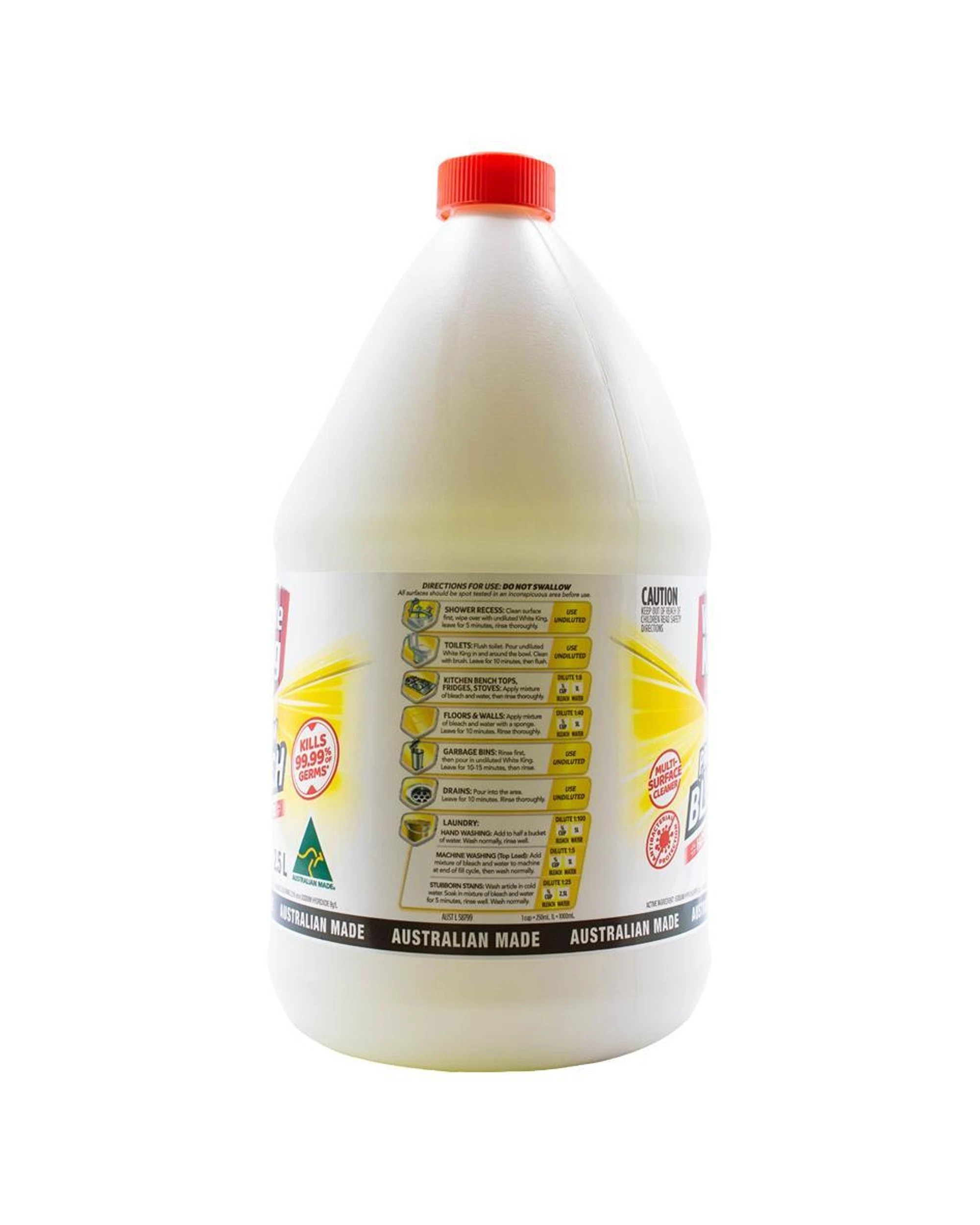 4 White King 8PK Premium Multi Purpose Liquid Bleach Cleaner 2.5L Lemon - White, 4 of 4