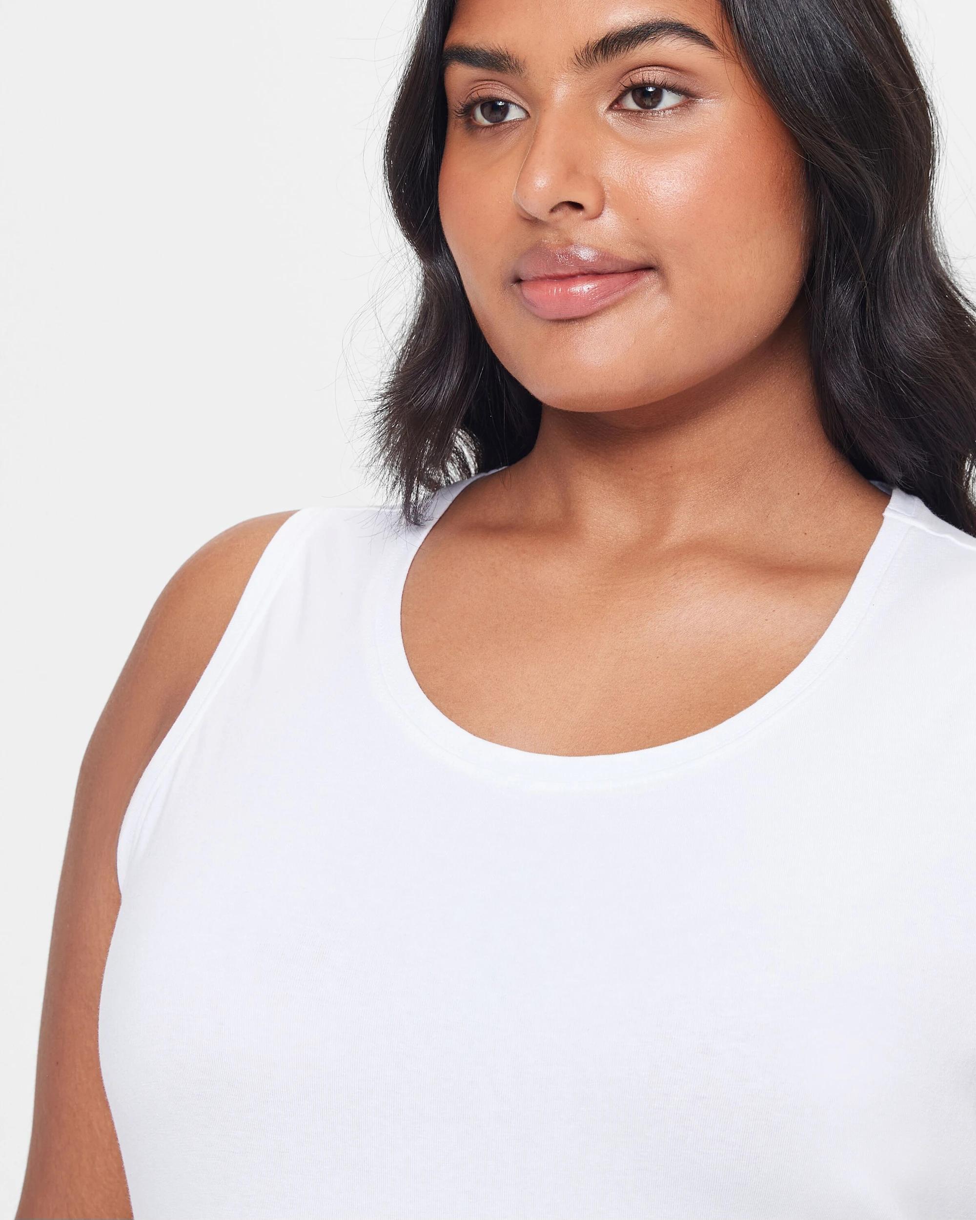 10 Target Curve Plus Size Australian Cotton Blend Sleeveless Tank WHITE, 10 of 10