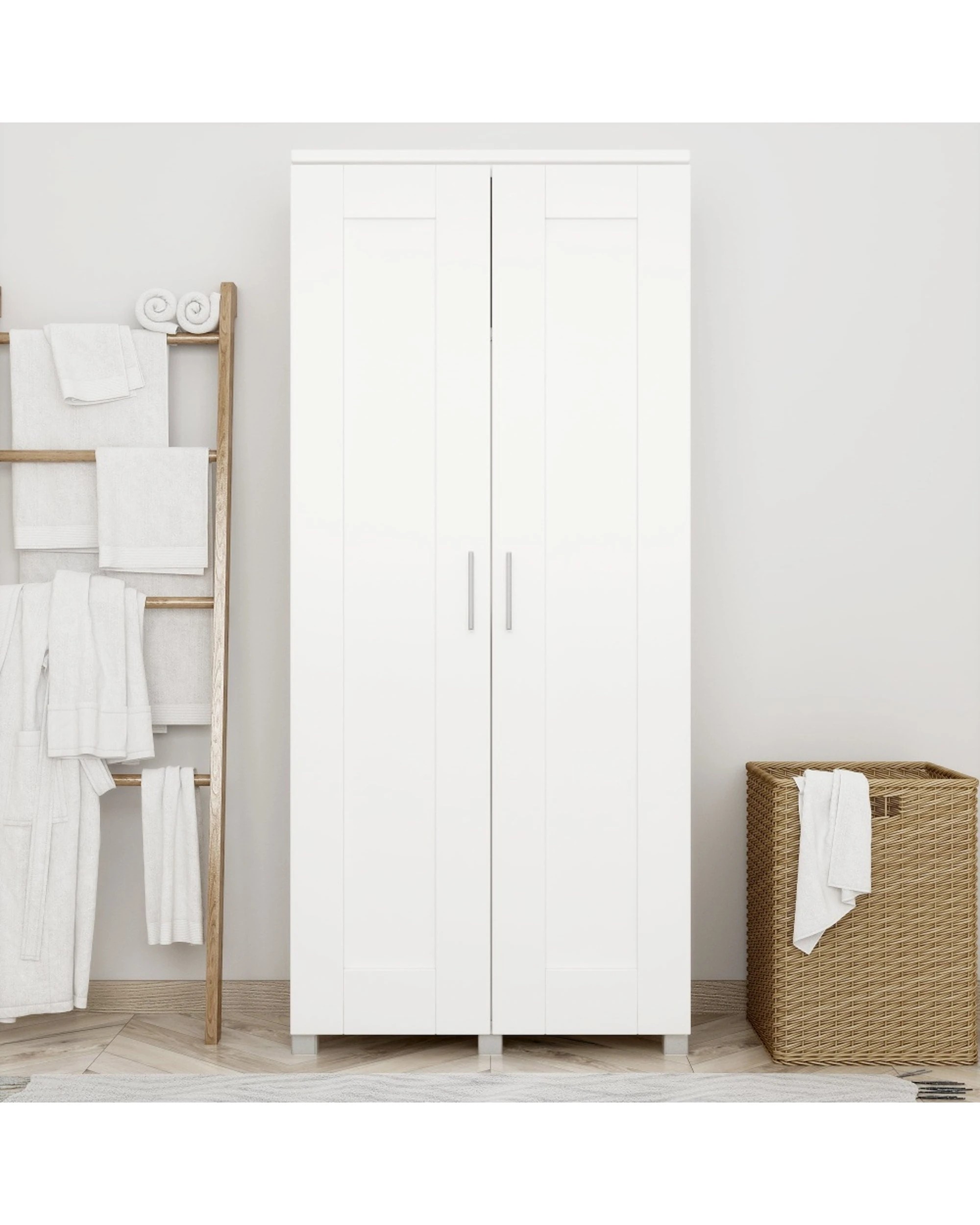 7 Alpine Bay Montreal Broom Cupboard 2 Door 5 Shelf Storage Cabinet Unit - White, 7 of 8