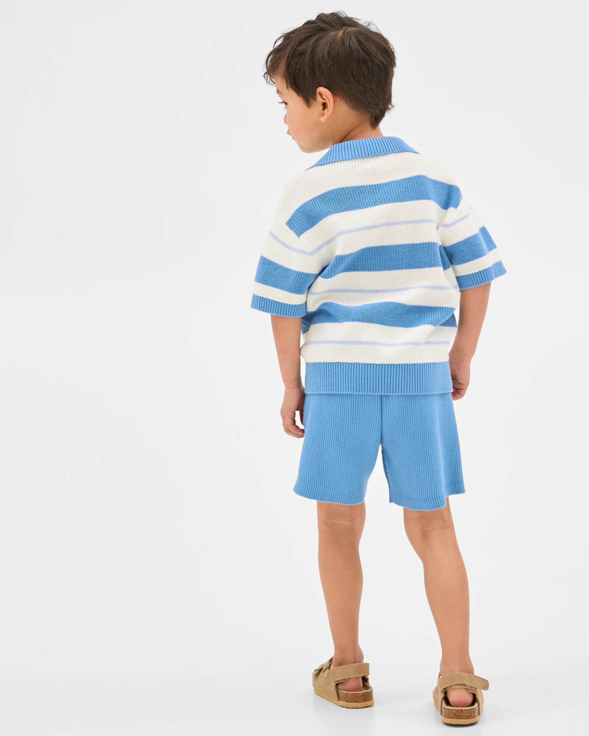 3 Target Australian Cotton Knit Polo And Short 2 Piece Set BLUE, 3 of 6