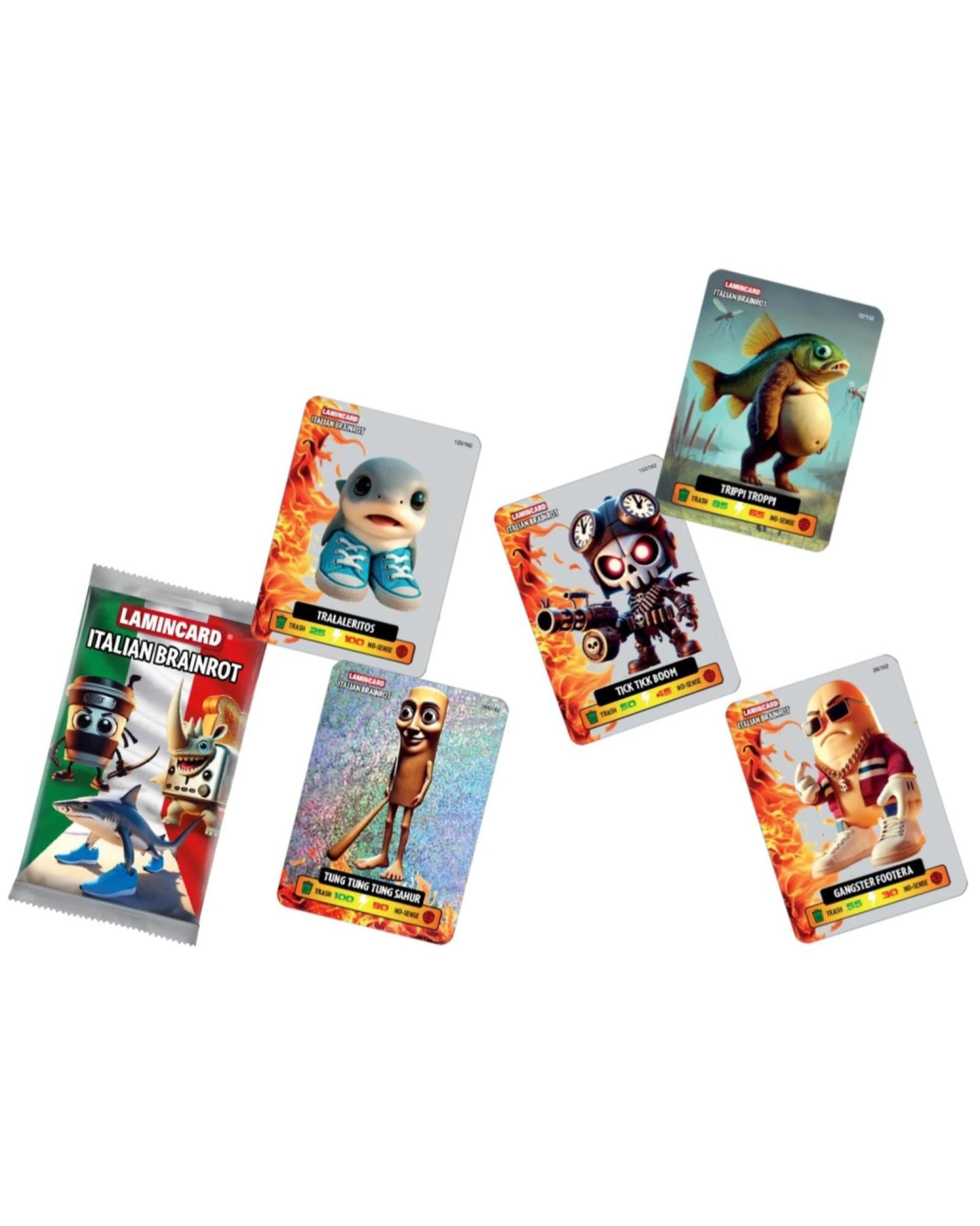 3 Lamincard Italian Brainrot Collectable Cards Pack, 3 of 5