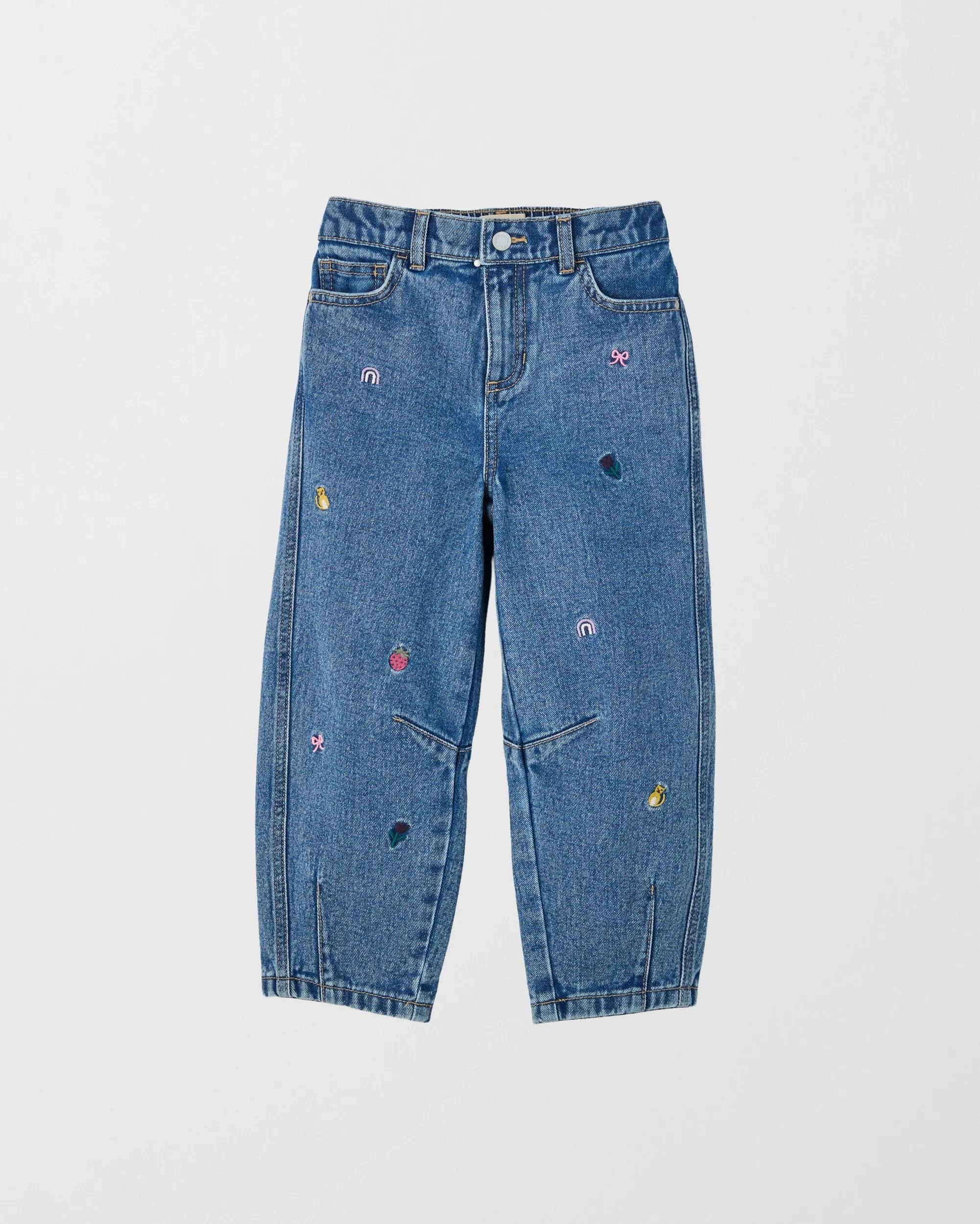 5 Target Kids Embroidered Barrel Leg Denim Jeans BLUE, 5 of 6