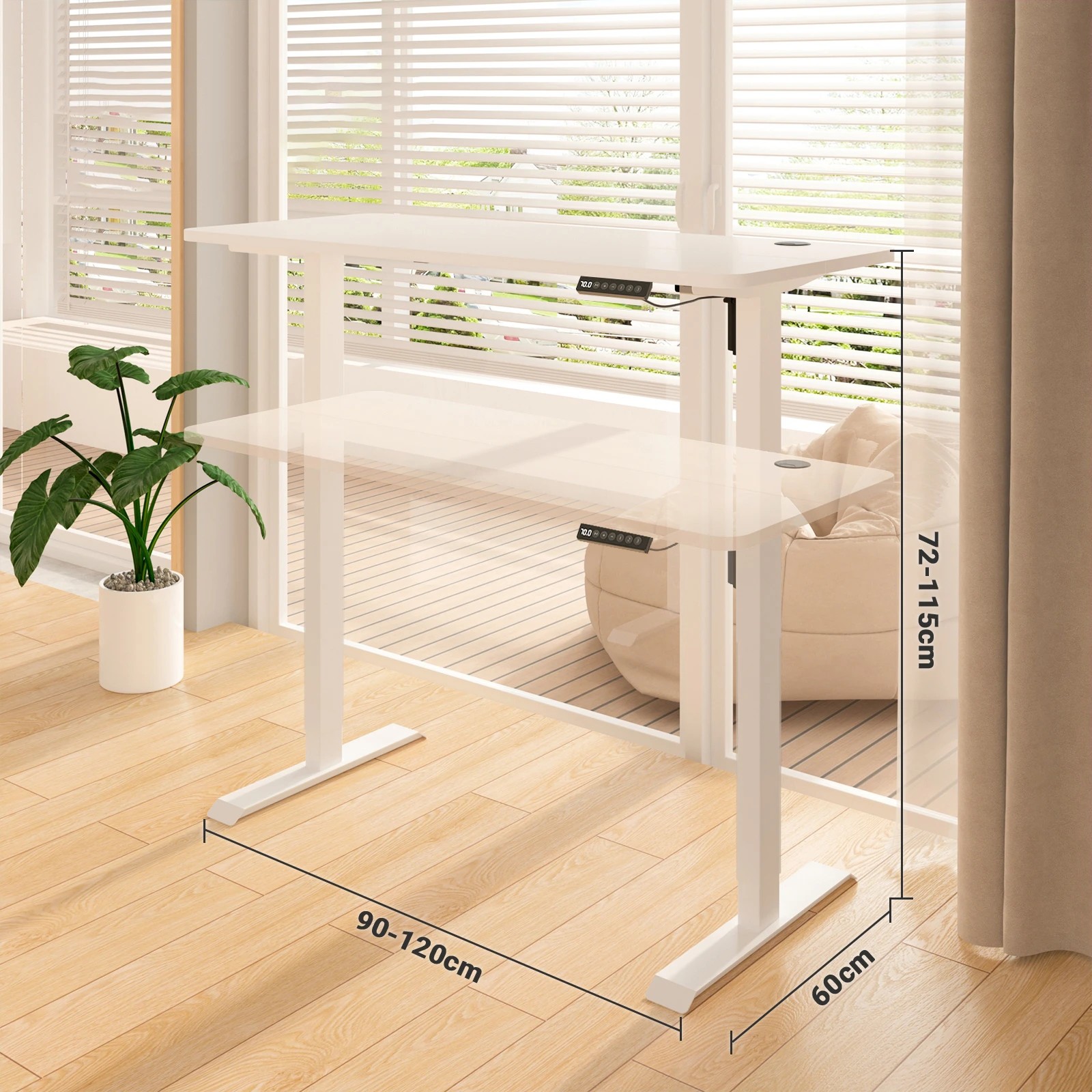 4 Advwin Standing Desk Height Adjustable Electric Sit Stand Desks 140cm - White, 4 of 4