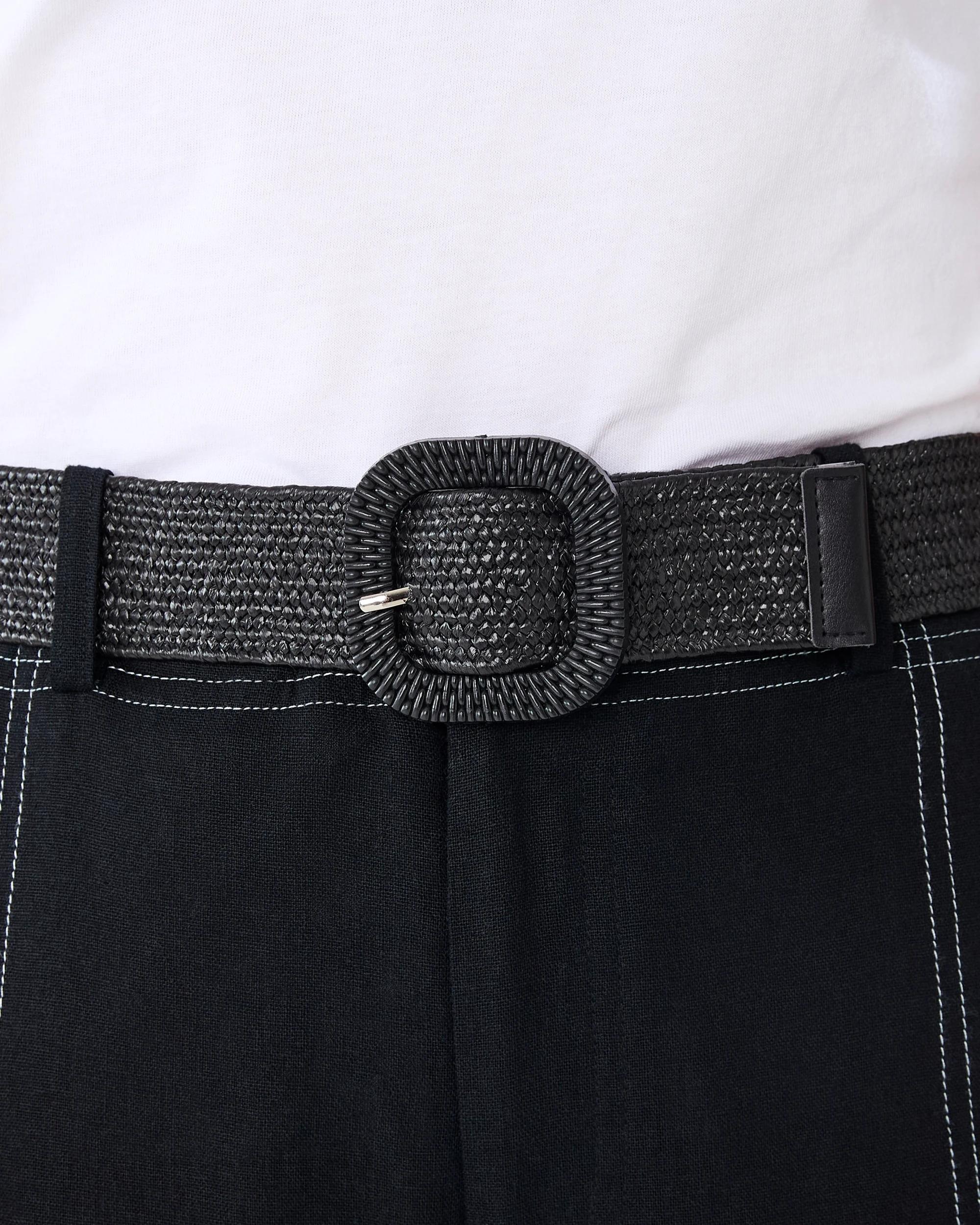 5 Belted Linen Blend Pants Black, 5 of 7