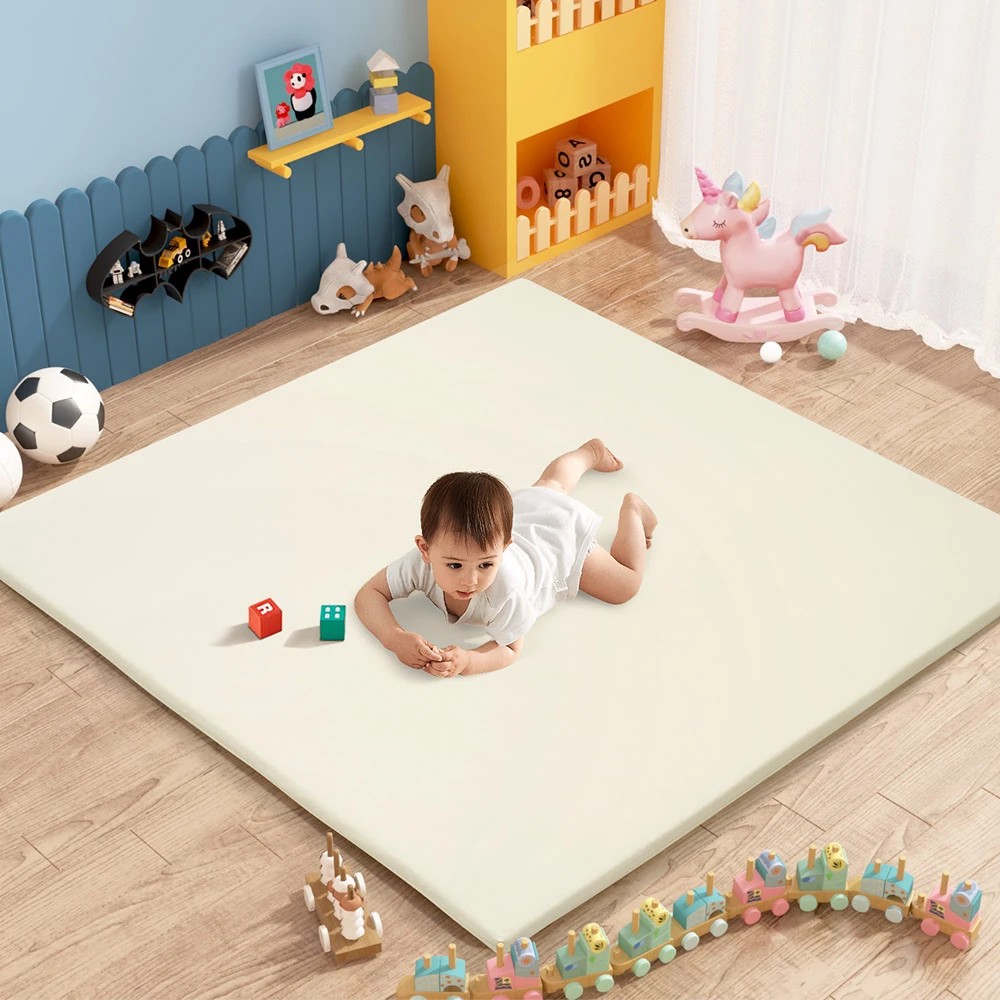 3 Playpals Kids Play Mat Baby Crawling Soft Leather Cover Plush Foam Padding - Beige, 3 of 3