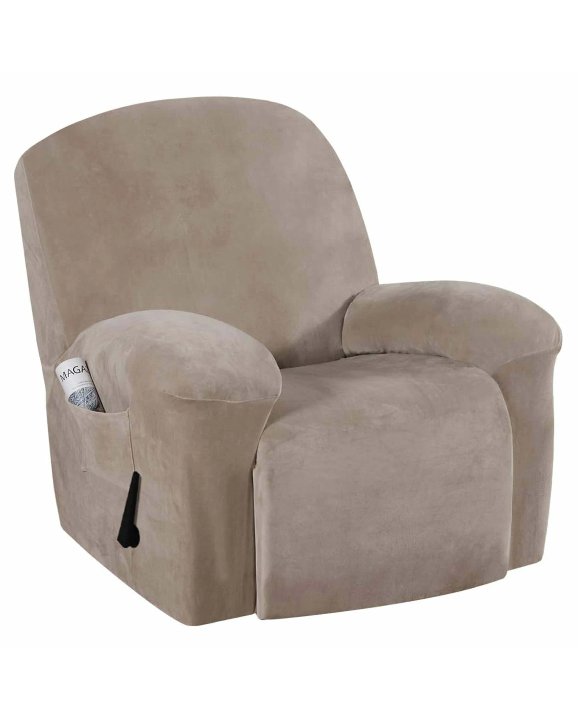 1 Smarcute Velvet Recliner Chair Cover Stretch Sofa Slipcover - Brown, 1 of 5