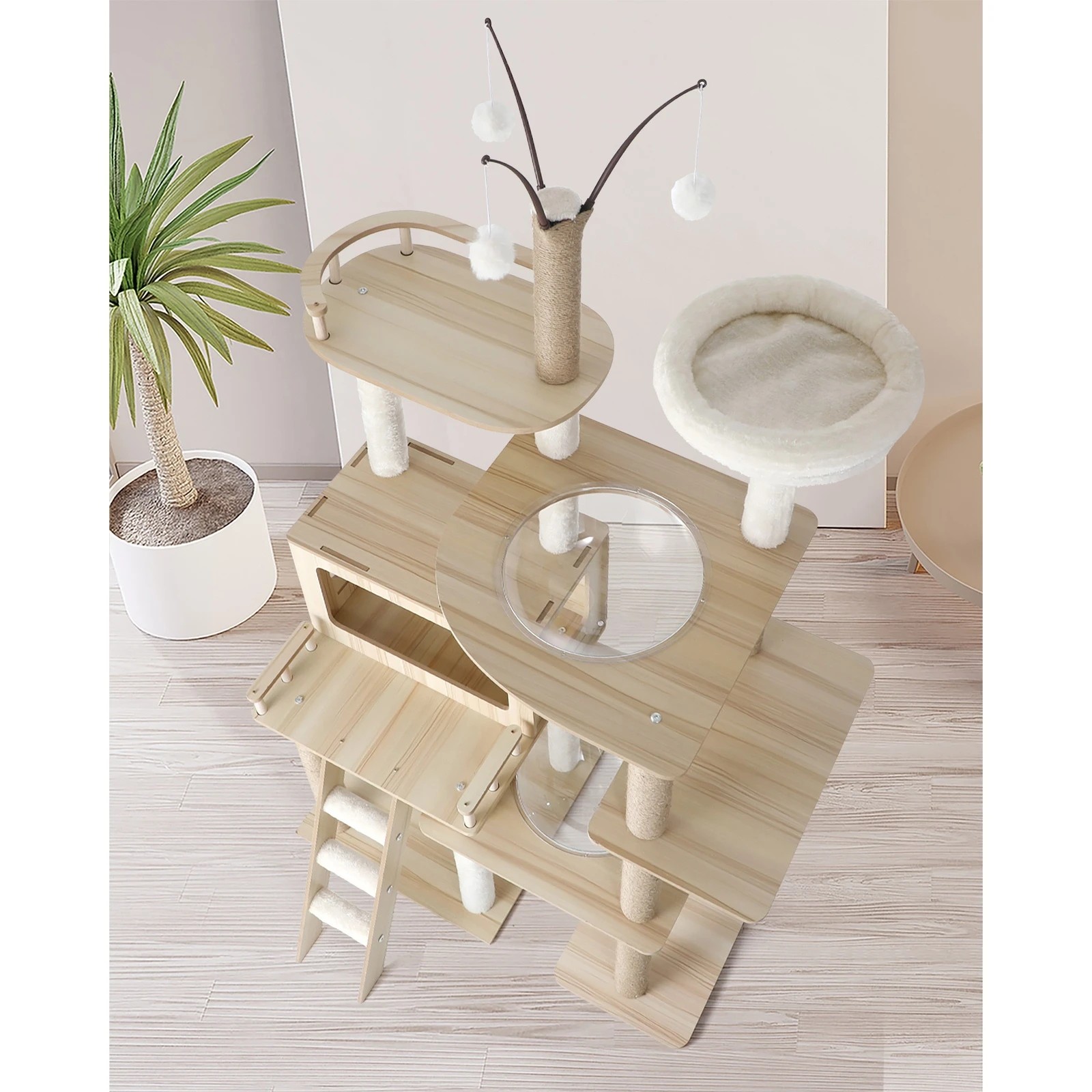 2 Alopet Large Cat Tree Wood Scratcher Scratching Post Tower Condo House Bed 172cm
 - Natural, 2 of 7