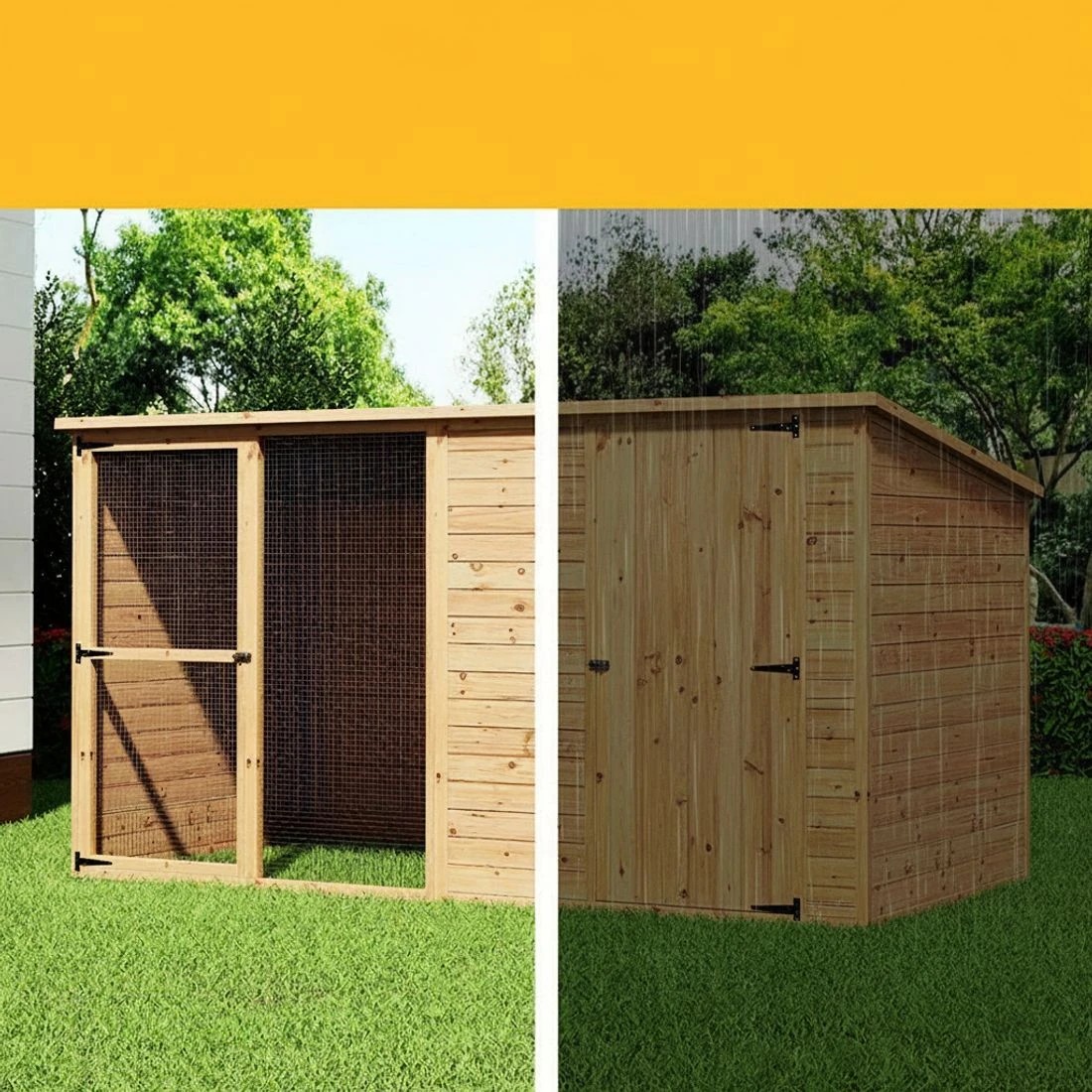 3 i.Pet Dog Kennel Extra Large 2.28M en House Bed Outdoor Pet Puppy Cabin Log - Natural, 3 of 5