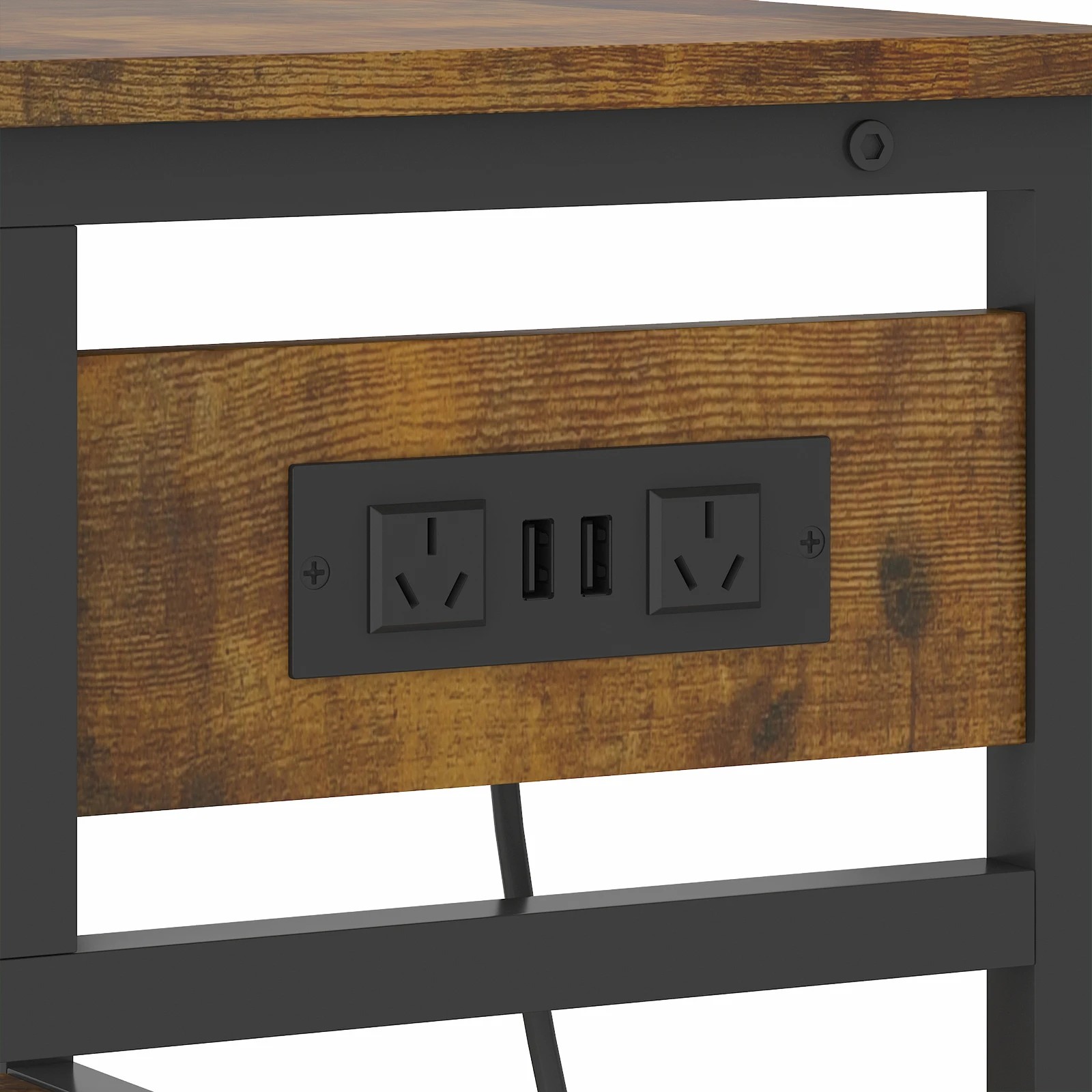 4 Advwin Large Mobile Printer Stand with Charging Station - Brown, 4 of 7