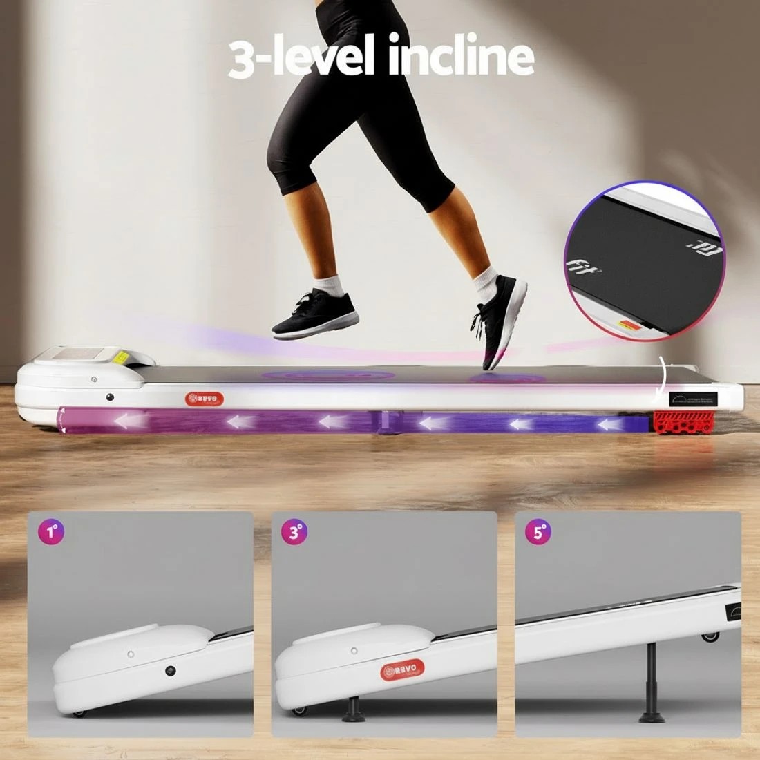 5 Everfit 3 in 1 Treadmill Electric Walking Pad with Incline Under Desk Home Gym, 5 of 7
