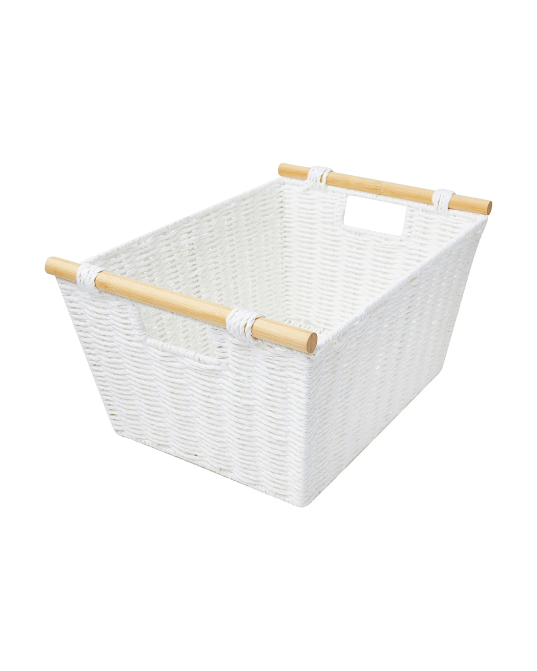 2 Rectangle Bamboo Handle Basket - Medium, White, 2 of 8