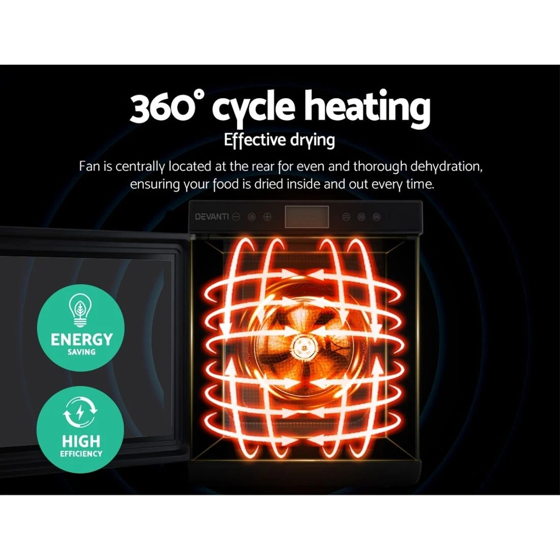 4 Devanti 10 Trays Food Dehydrator Stainless Steel Tray - Black, 4 of 7