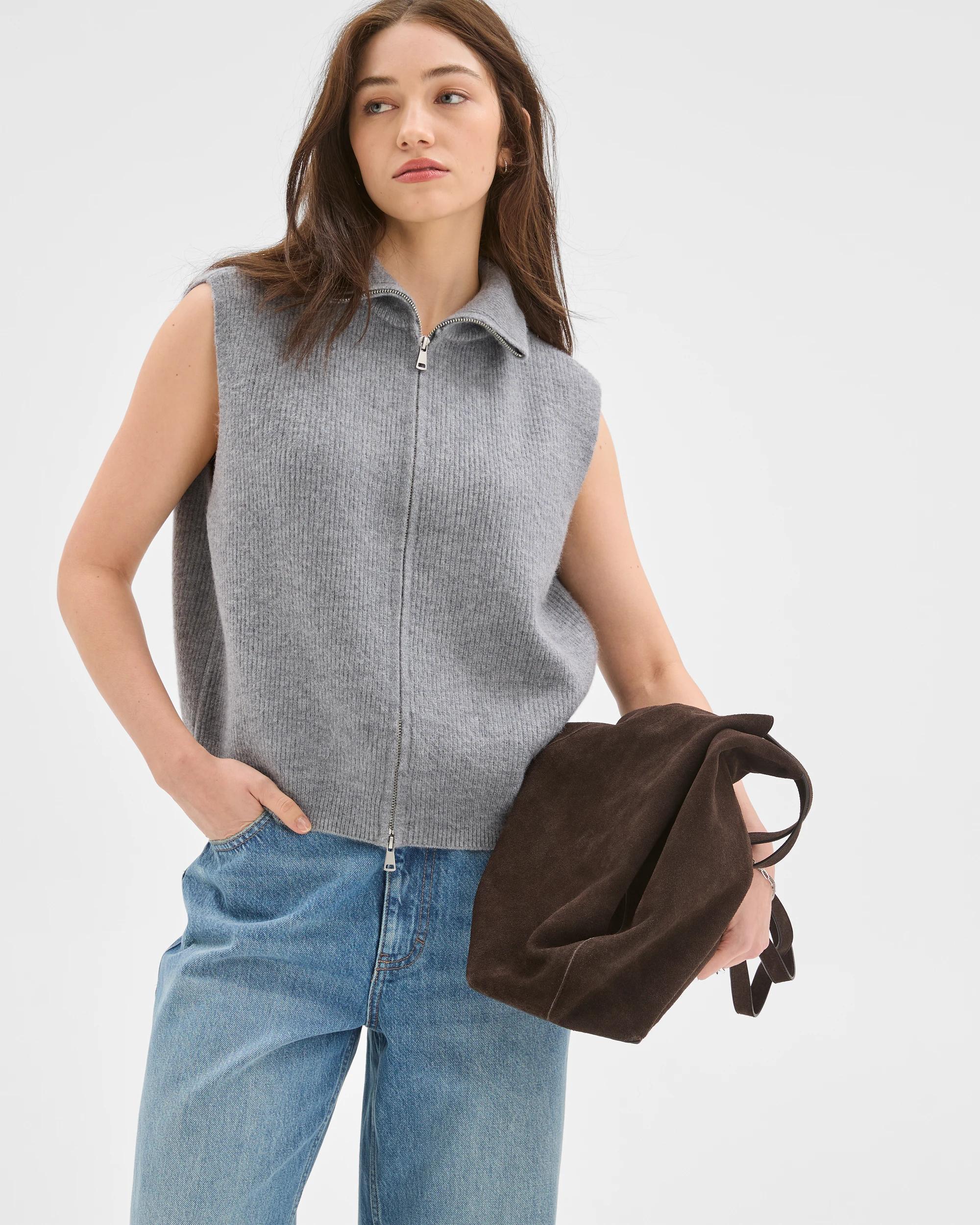 1 Lily Loves High Neck Vest DARK GREY MARLE, 1 of 7