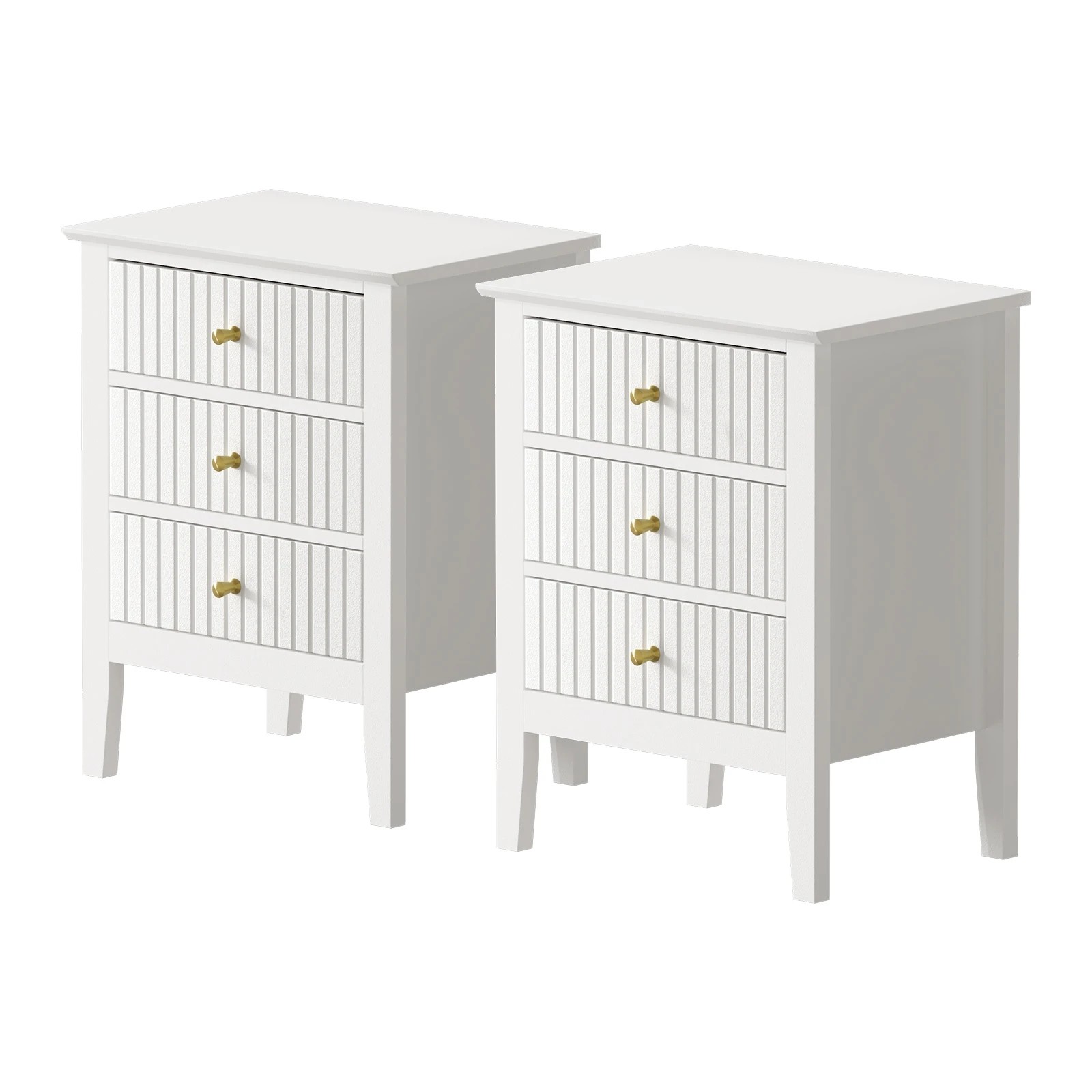 1 Oikiture Bedside Tables Set of 2 Side End Storage Furniture Nightstand - White, 1 of 9