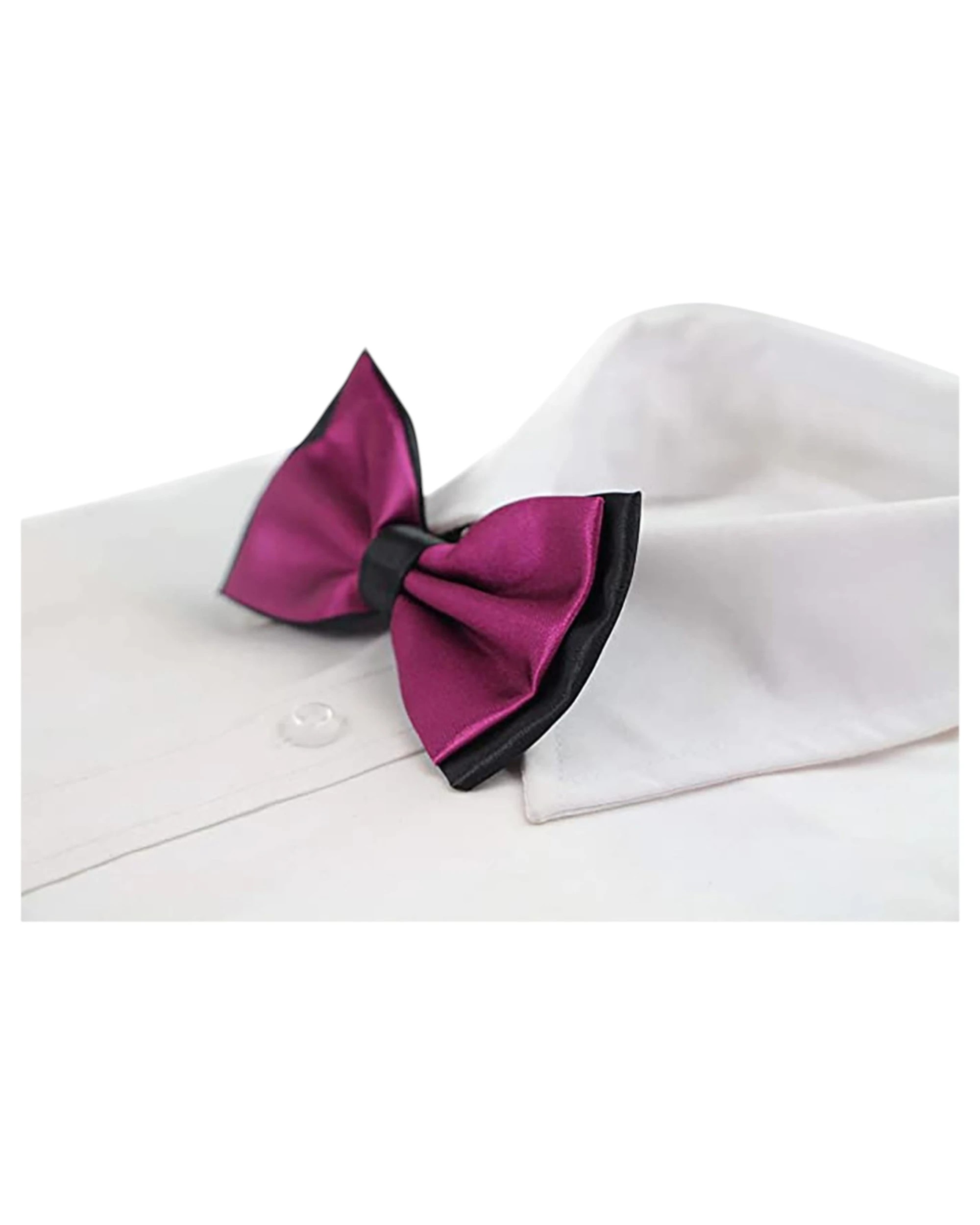 1 Zasel Mens Burgundy Two Tone Layered Bow Tie, 1 of 2