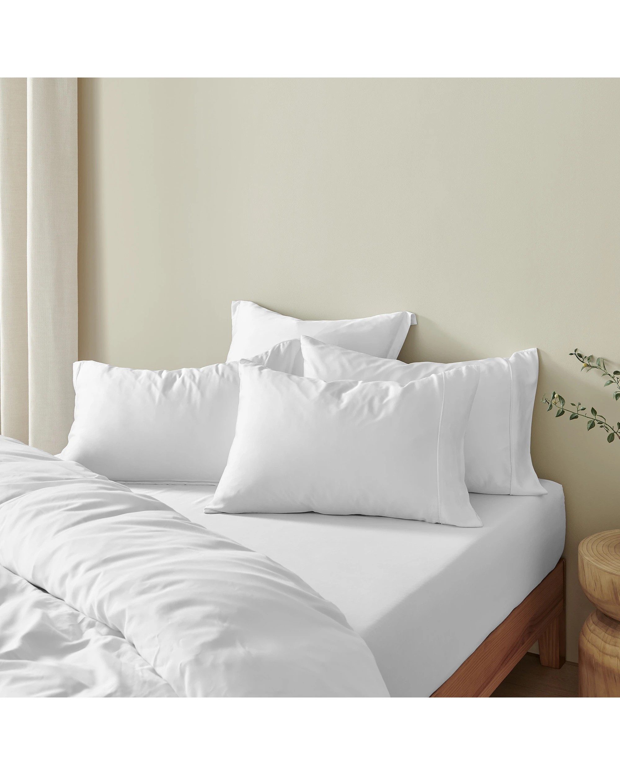 4 Natural Home 400TC 100% Bamboo Sateen Fitted Sheet Set - Super King Bed - White, 4 of 5