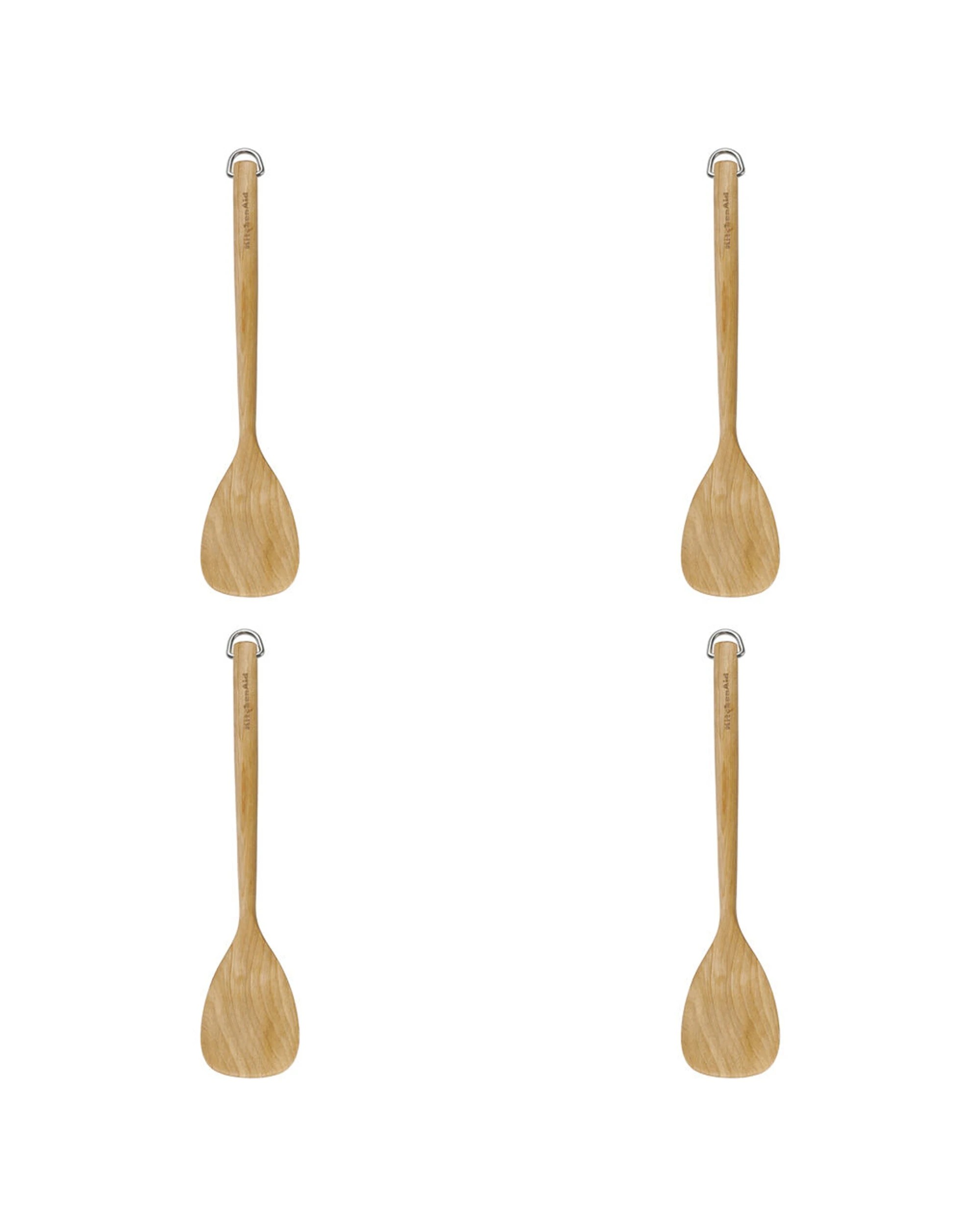 1 KitchenAid 4PK Birchwood Solid Turner Wooden Kitchen Utensil Cooking Tool - Beige, 1 of 6
