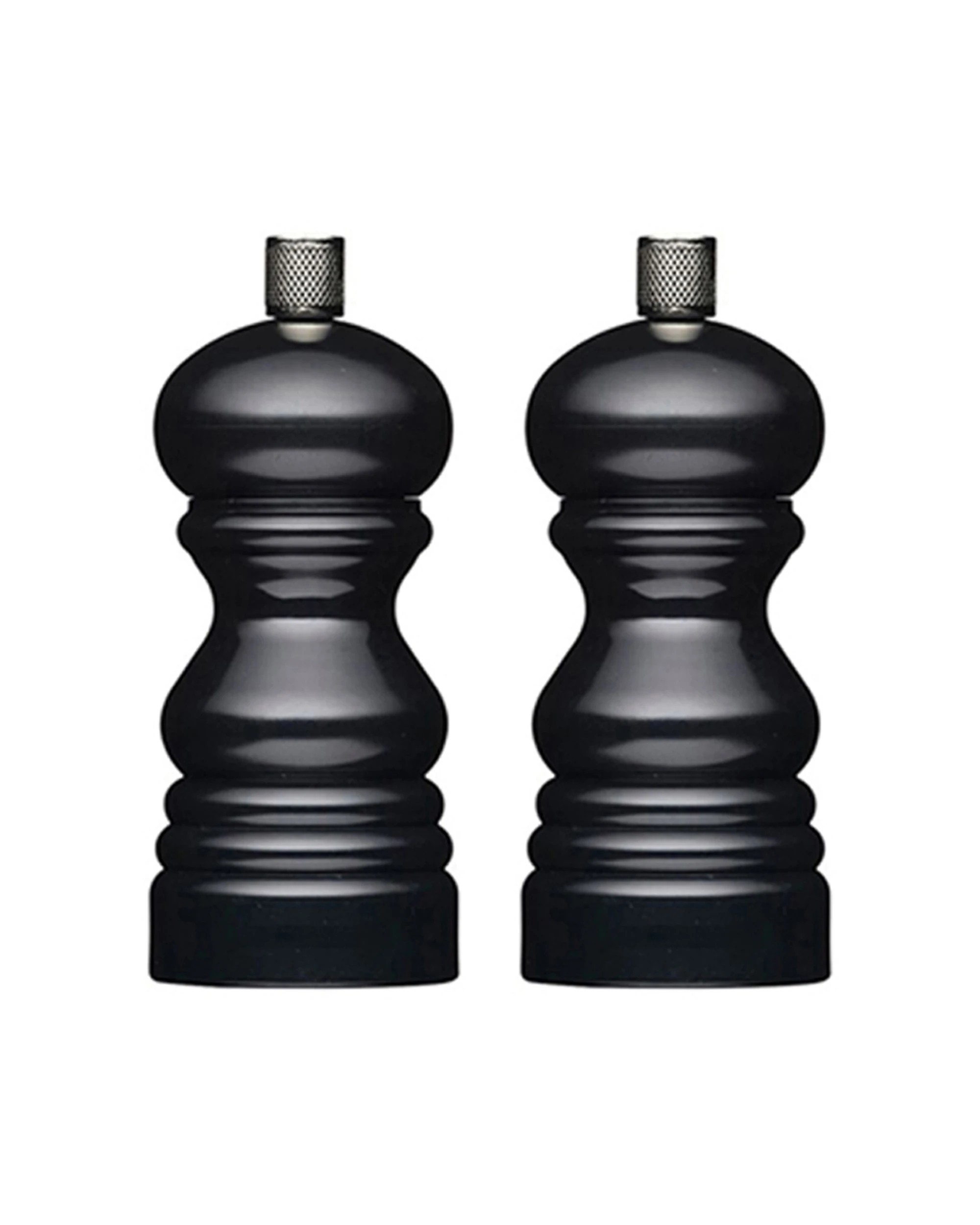 1 Mastercraft 2PK 12cm Classic Capstan Salt Pepper Mill Spice Grinder Kitchen Utensils Set - Black, 1 of 4