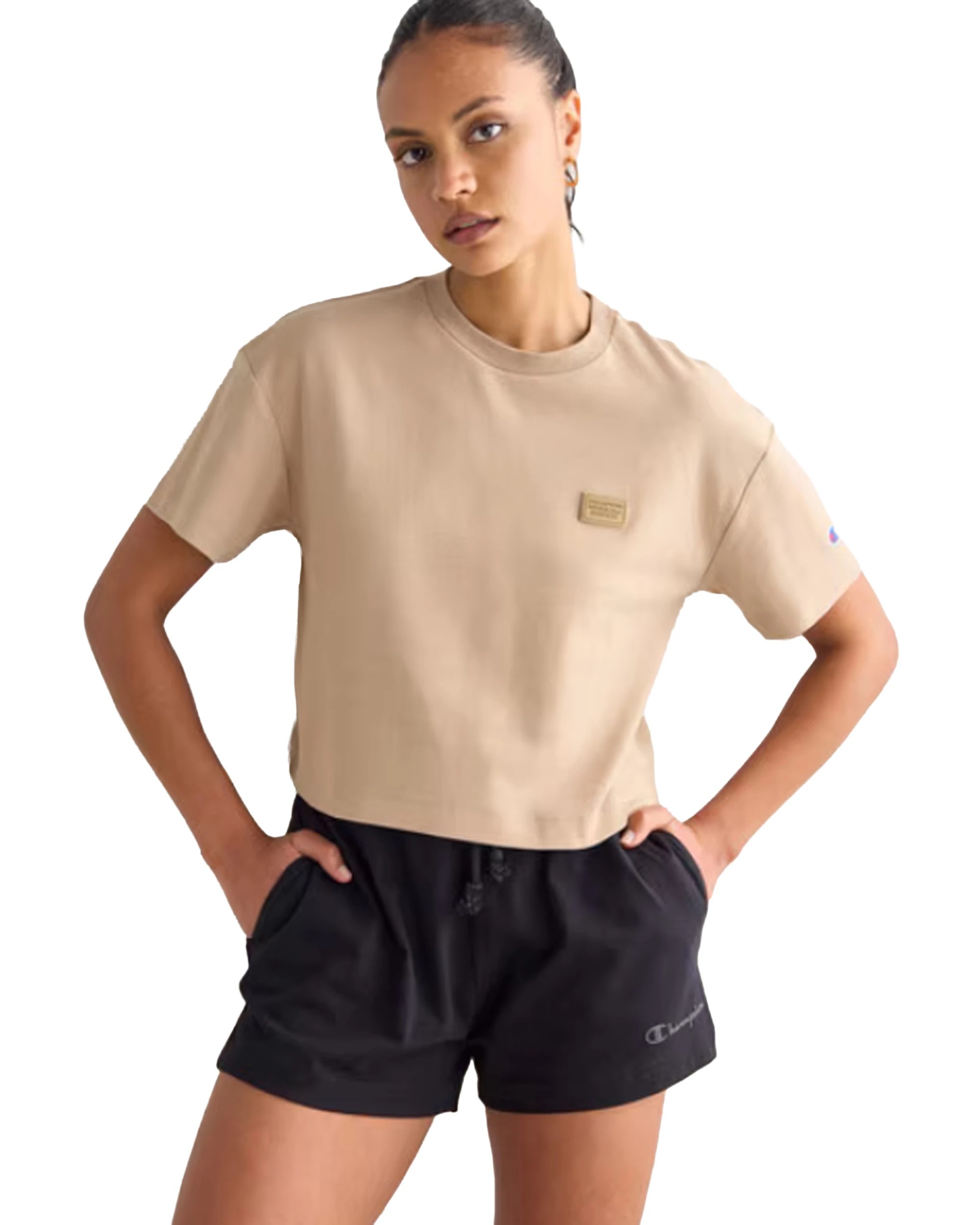 1 Champion Women's Rochester Cotton Blend Activewear Base Tee Dunes - L - Beige, 1 of 5