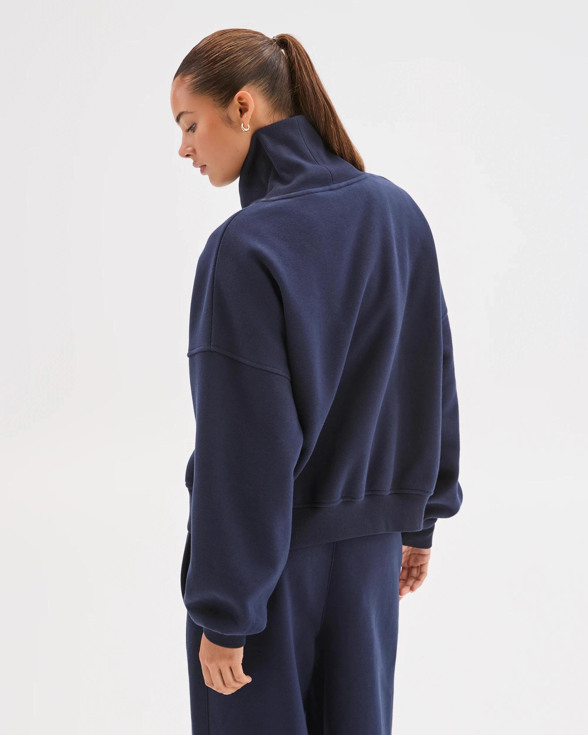 7 Lily Loves Australian Cotton Blend High Neck Fleece Jumper DEEP NAVY, 7 of 7