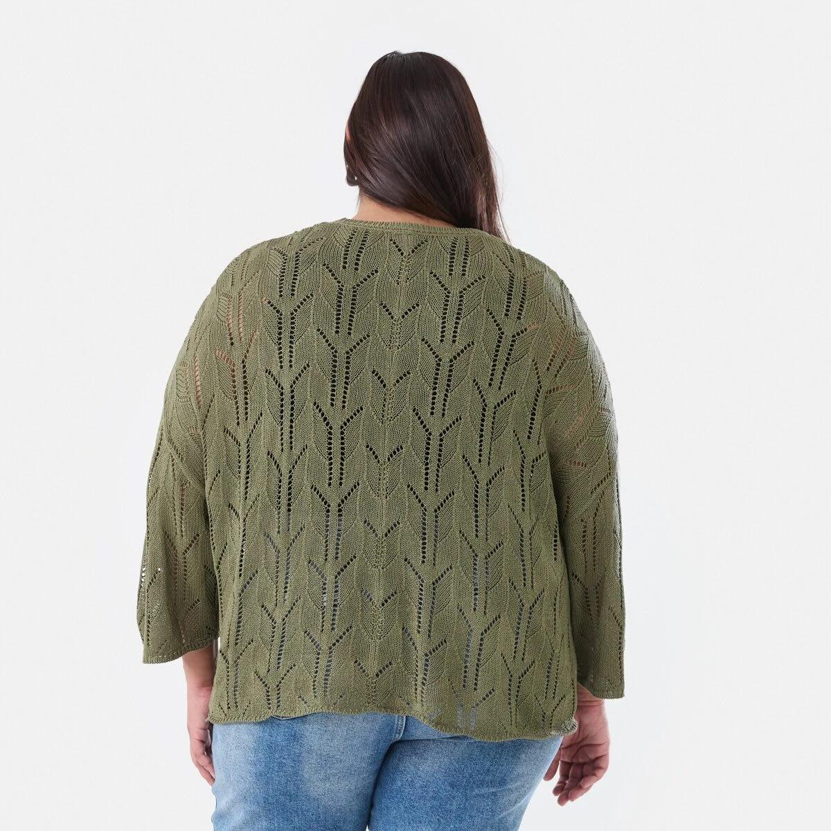 3 Curve Crochet Batwing Jumper BURNT OLIVE, 3 of 5