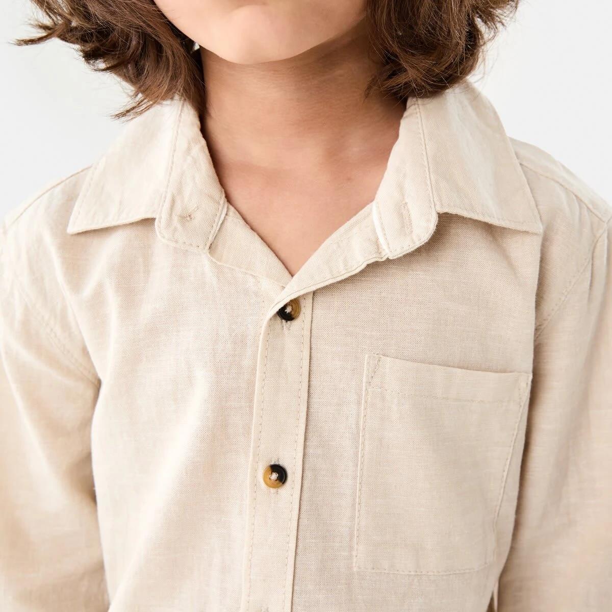 4 Long Sleeve Linen Shirt NATURAL LINEN, 4 of 8