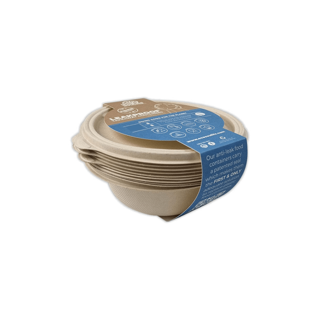 2 50pc Ecosoulife Harvest Leakproof Disposable Round Serving Container & Lid 500ml
 - Natural, 2 of 3