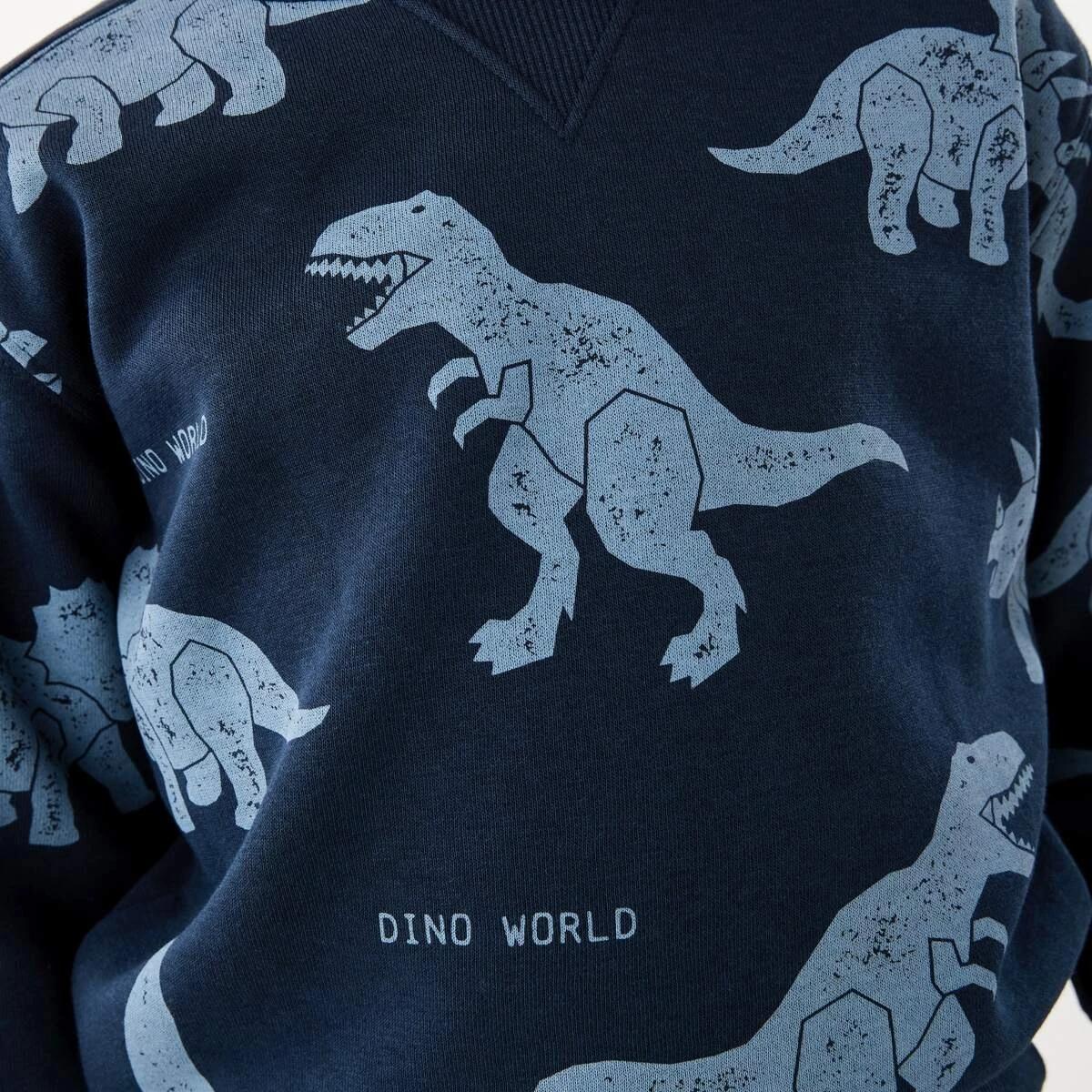 4 All Over Print Crew Neck Sweatshirt Blu Dino, 4 of 8