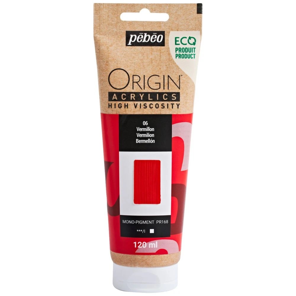 1 Pebeo Origin Acrylic Paint 120mL Vermilion, 1 of 2