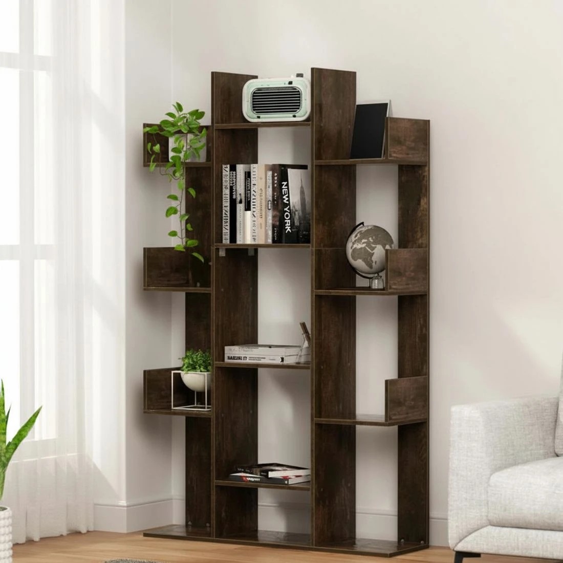 7 Artiss Tree-Shaped Bookshelf - Brown, 7 of 7