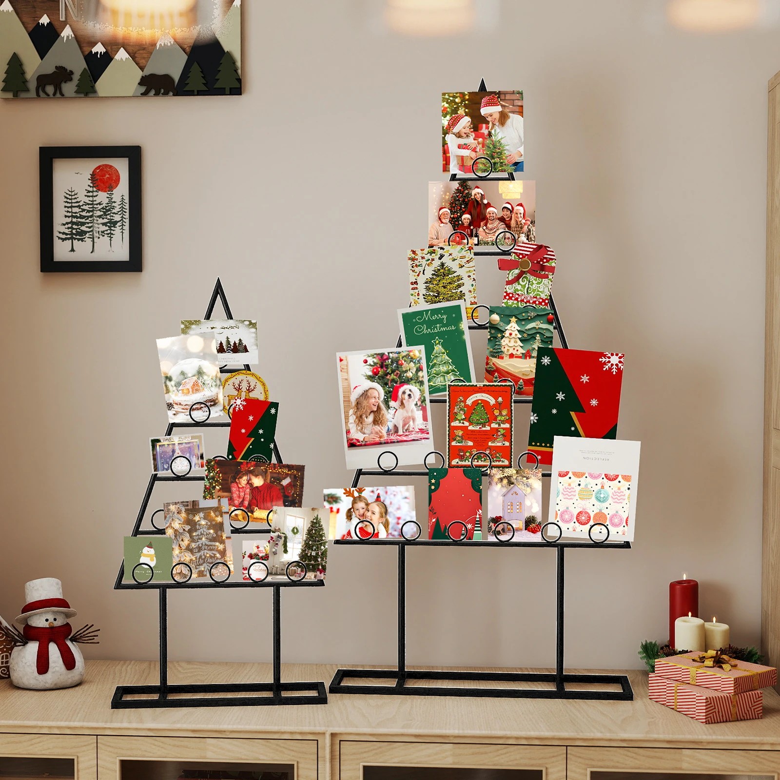 3 Costway 2pcs Christmas Tree Photo Card Holders Display Stand w/36 Round Clips, 3 of 7