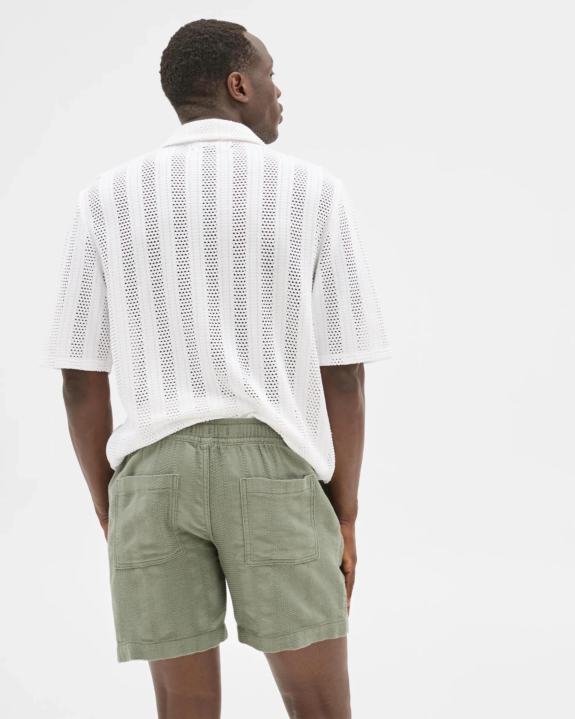 4 Australian Cotton Textured Knit Shorts - Commons KHAKI, 4 of 6