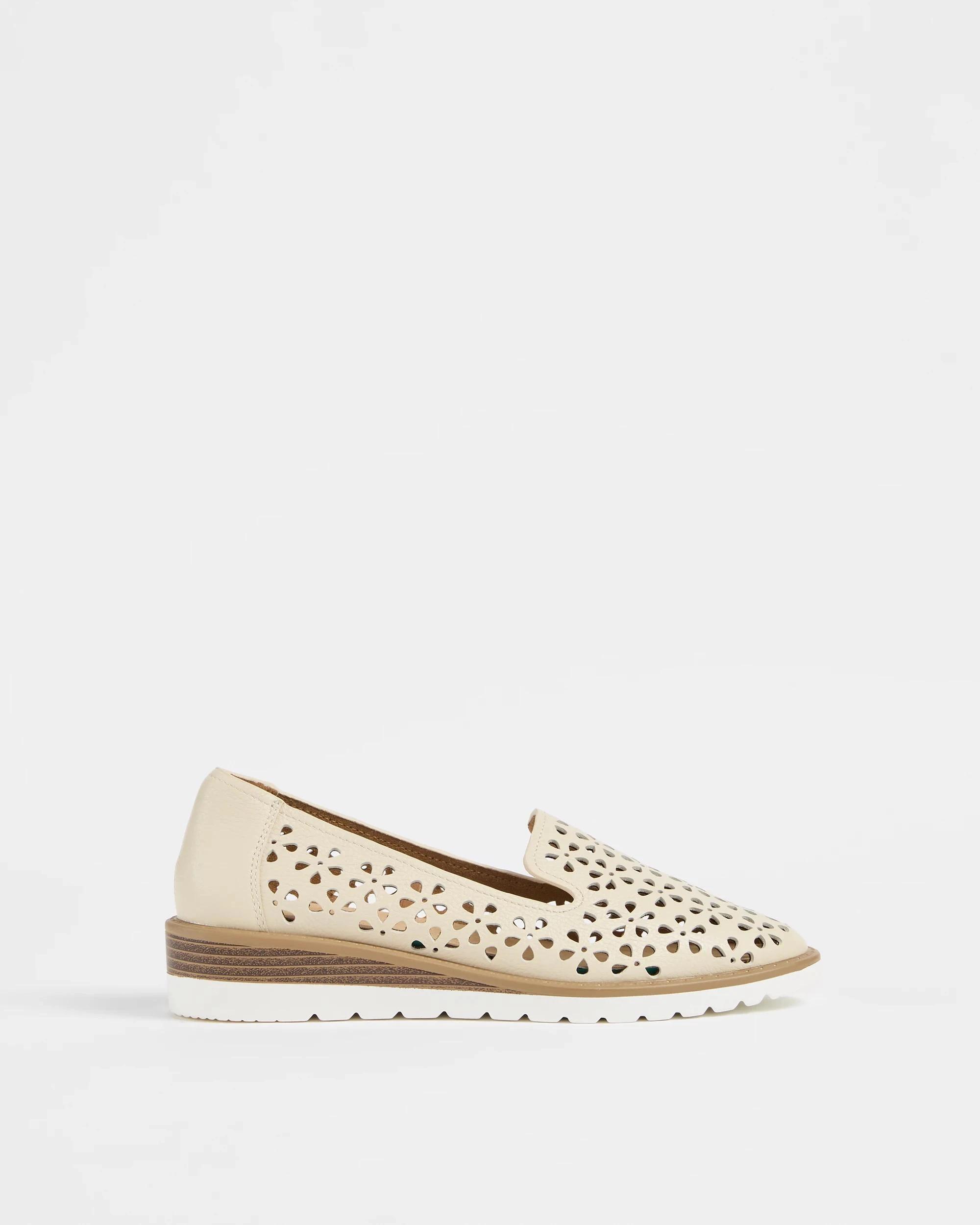 1 Target Womens Cut Out Leather Wedge Loafer - Lizzy IVORY, 1 of 3