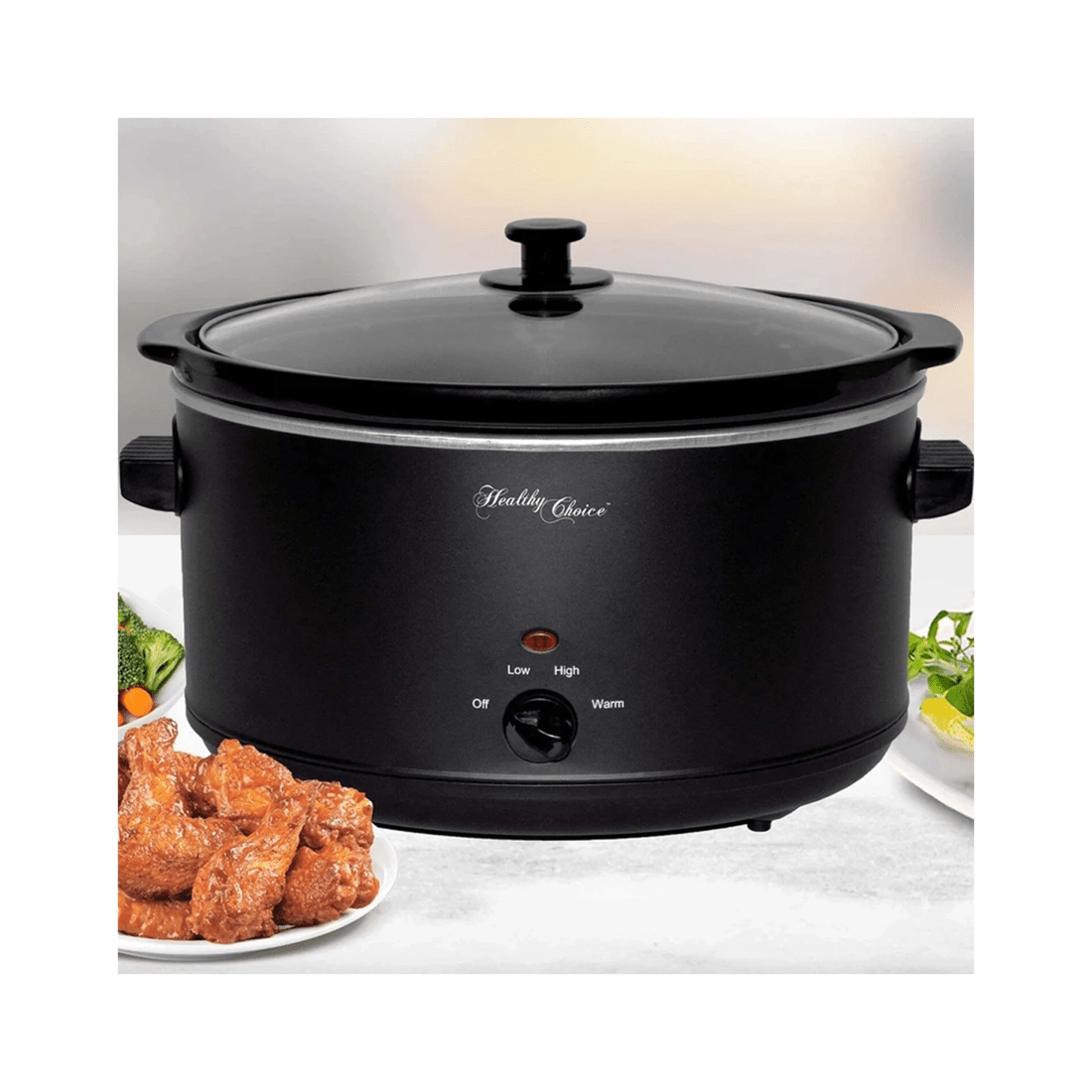 2 Healthy Choice Large 300w 8l Non Stick Slow Cooker W/ceramic Bowl/pot/glass Lid - Black, 2 of 3