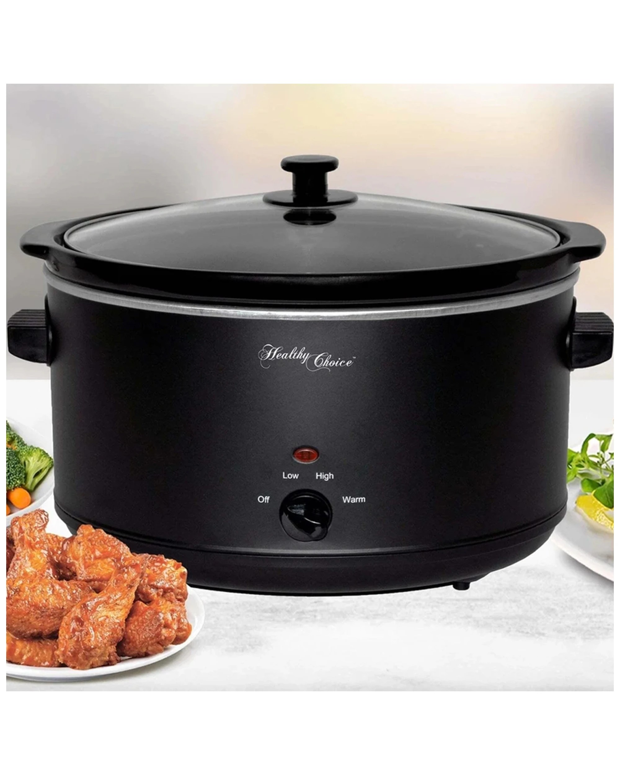 2 Healthy Choice Large 300w 8l Non Stick Slow Cooker W/ceramic Bowl/pot/glass Lid - Black, 2 of 3