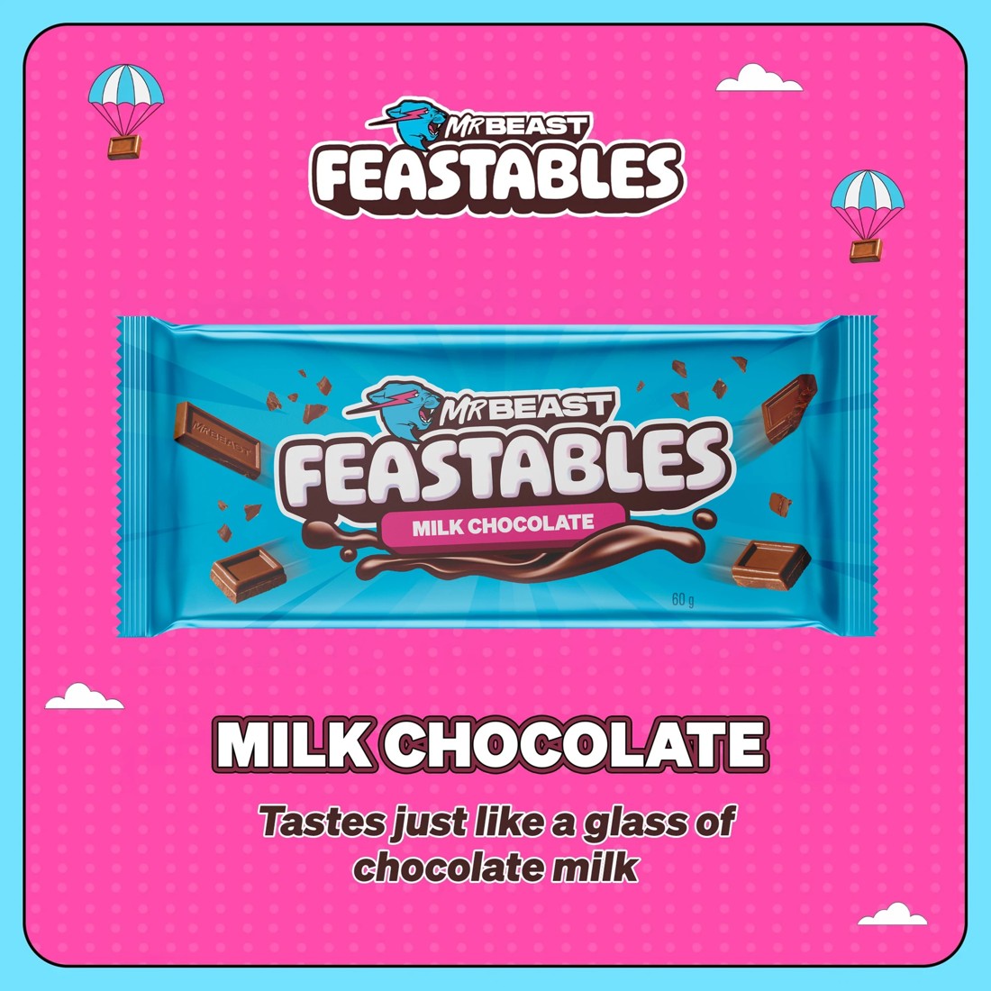 6 Mr Beast Feastables Milk Chocolate Bar 60g, 6 of 7