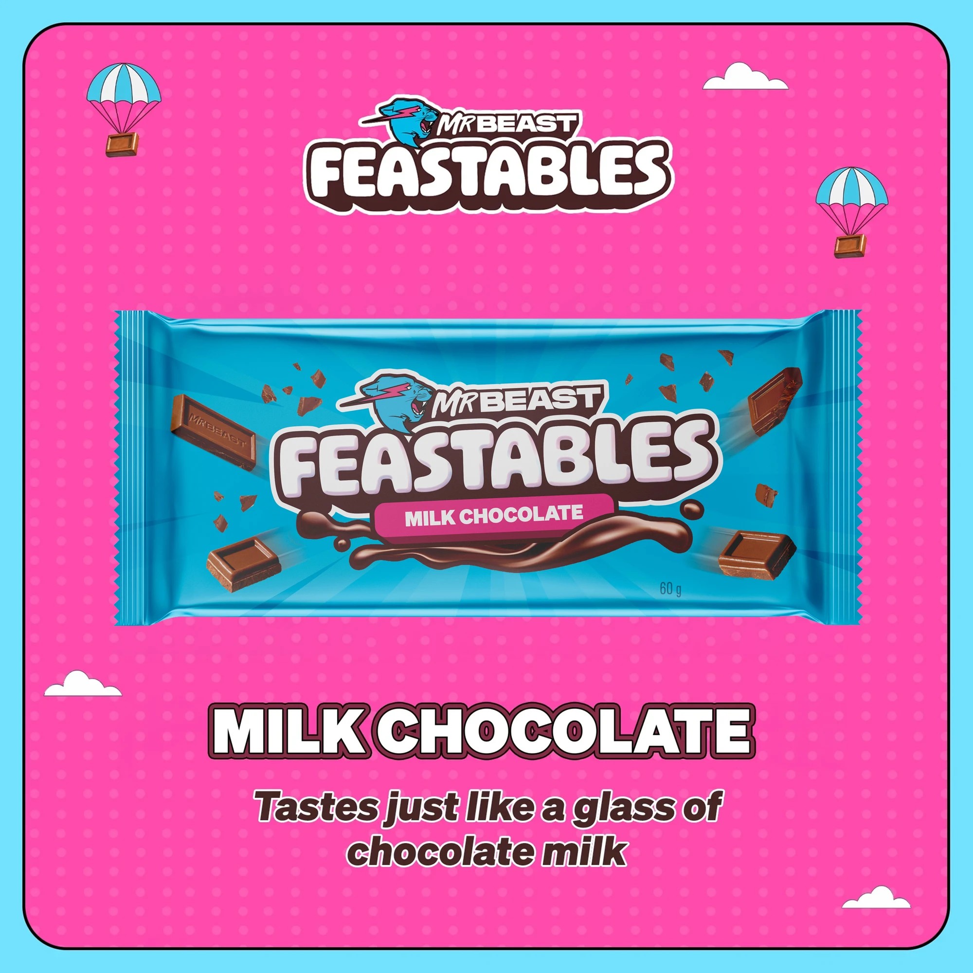 6 Mr Beast Feastables Milk Chocolate Bar 60g, 6 of 7