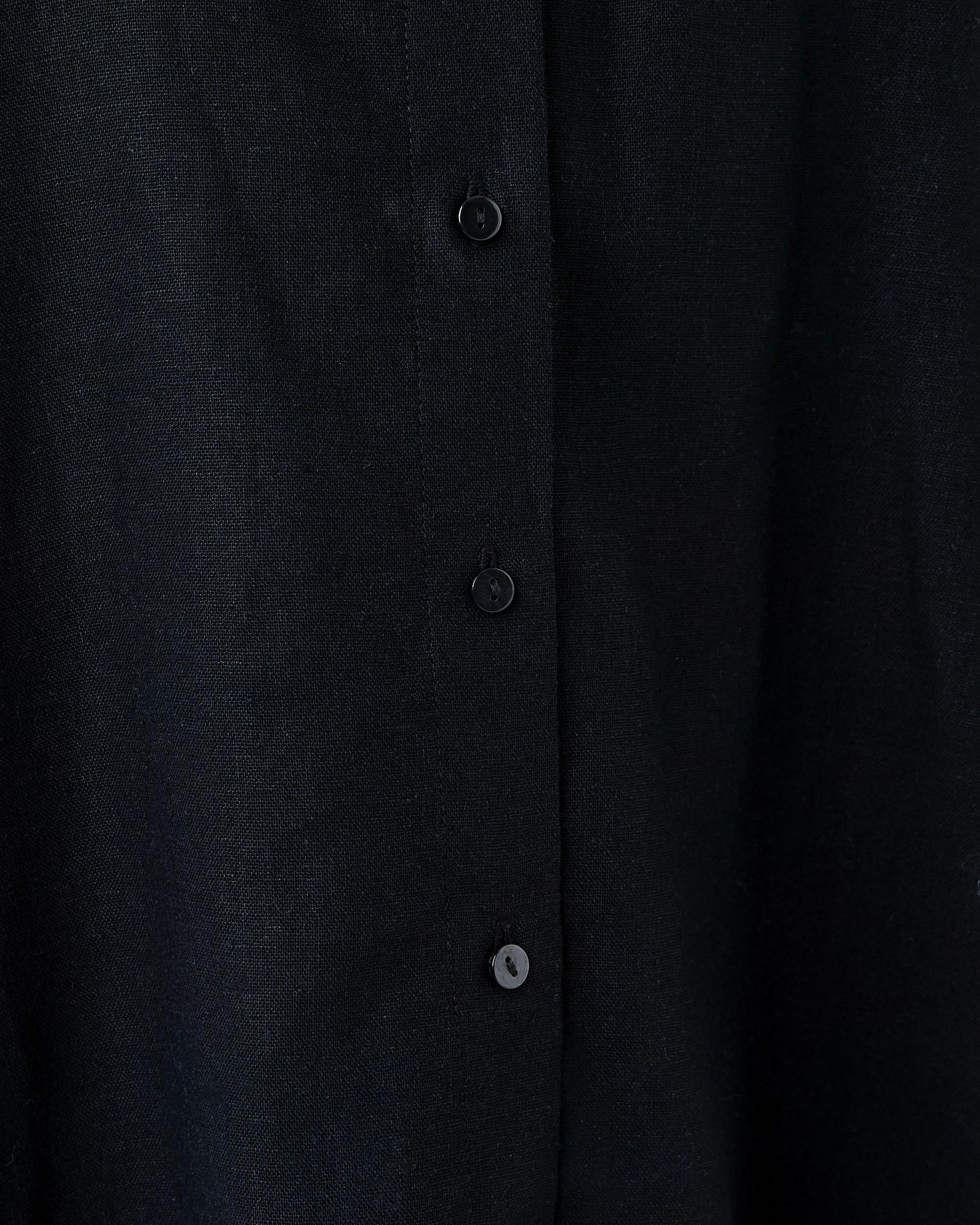 6 Long Sleeve Oversized Linen Blend Shirt Black, 6 of 8
