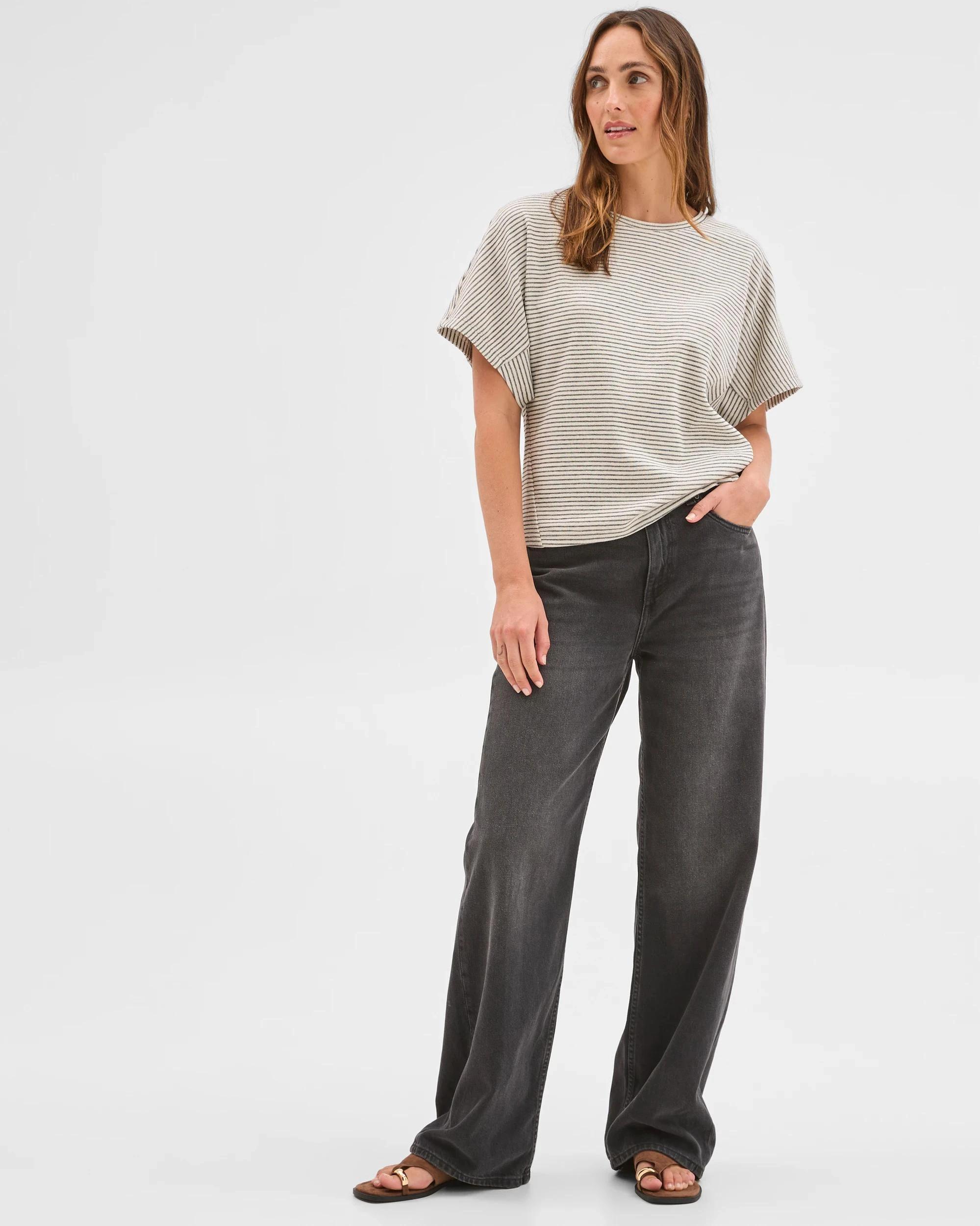 2 Target Woman Spliced Cocoon Boxy T-Shirt STRIPE, 2 of 6