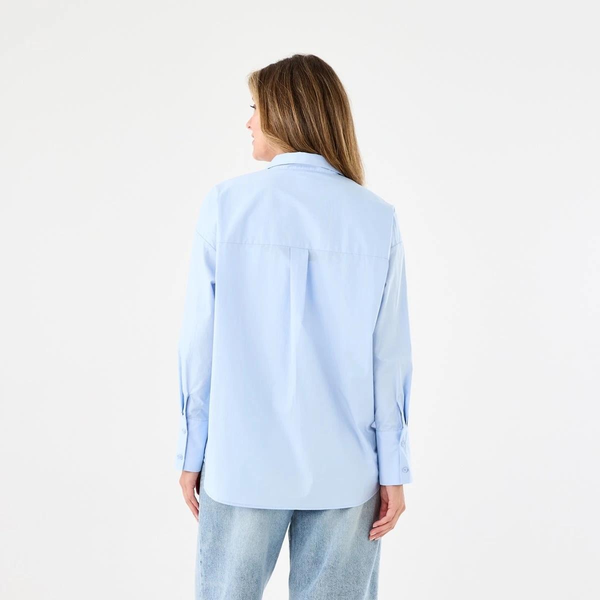 4 Long Sleeve Oversized Cotton Shirt Bruni Blue, 4 of 7