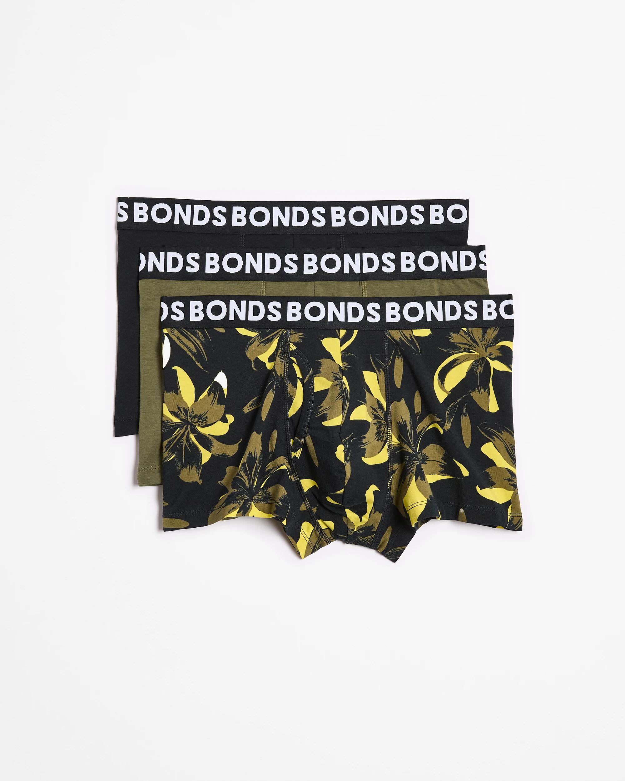1 3 Pack Classic Trunks - Bonds FLORAL FUSION/KHANKI/BLACK, 1 of 3