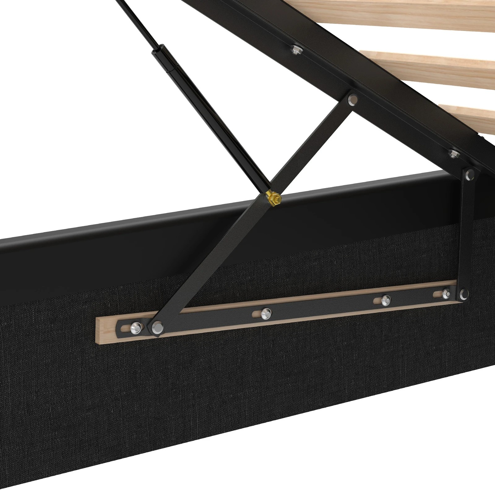 9 Alfordson Bed Frame Single Size Gas Lift Storage Base Leather Tricia - Black, 9 of 10