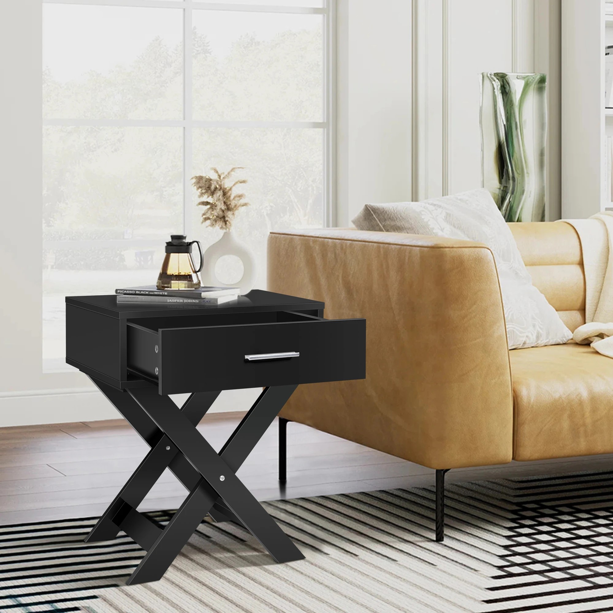 6 Alfordson Bedside Table Nightstand Side Storage Cabinet French Country - Black, 6 of 10